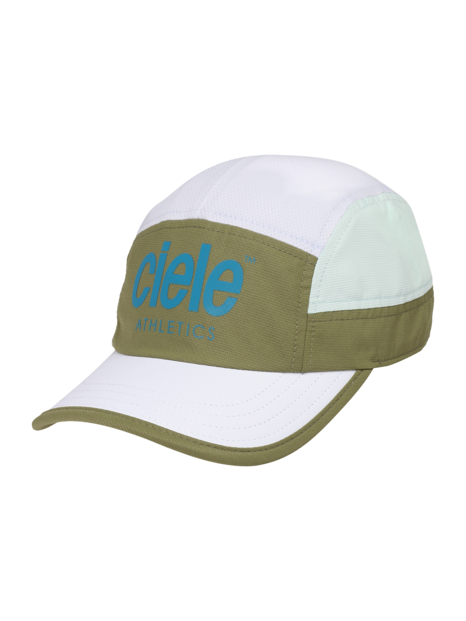 CIELE ATHLETICS Sportinė kepurė 'Crush' pastelinė žalia / balta / alyvuogių spalva / dangaus žydra