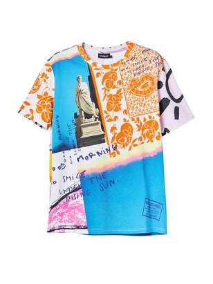 Desigual Shirt Blauw / Oranje / Zwart / Wit