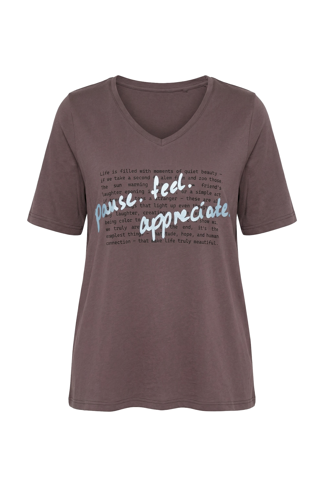 Ulla Popken Tricou ciocolatiu / negru / argintiu