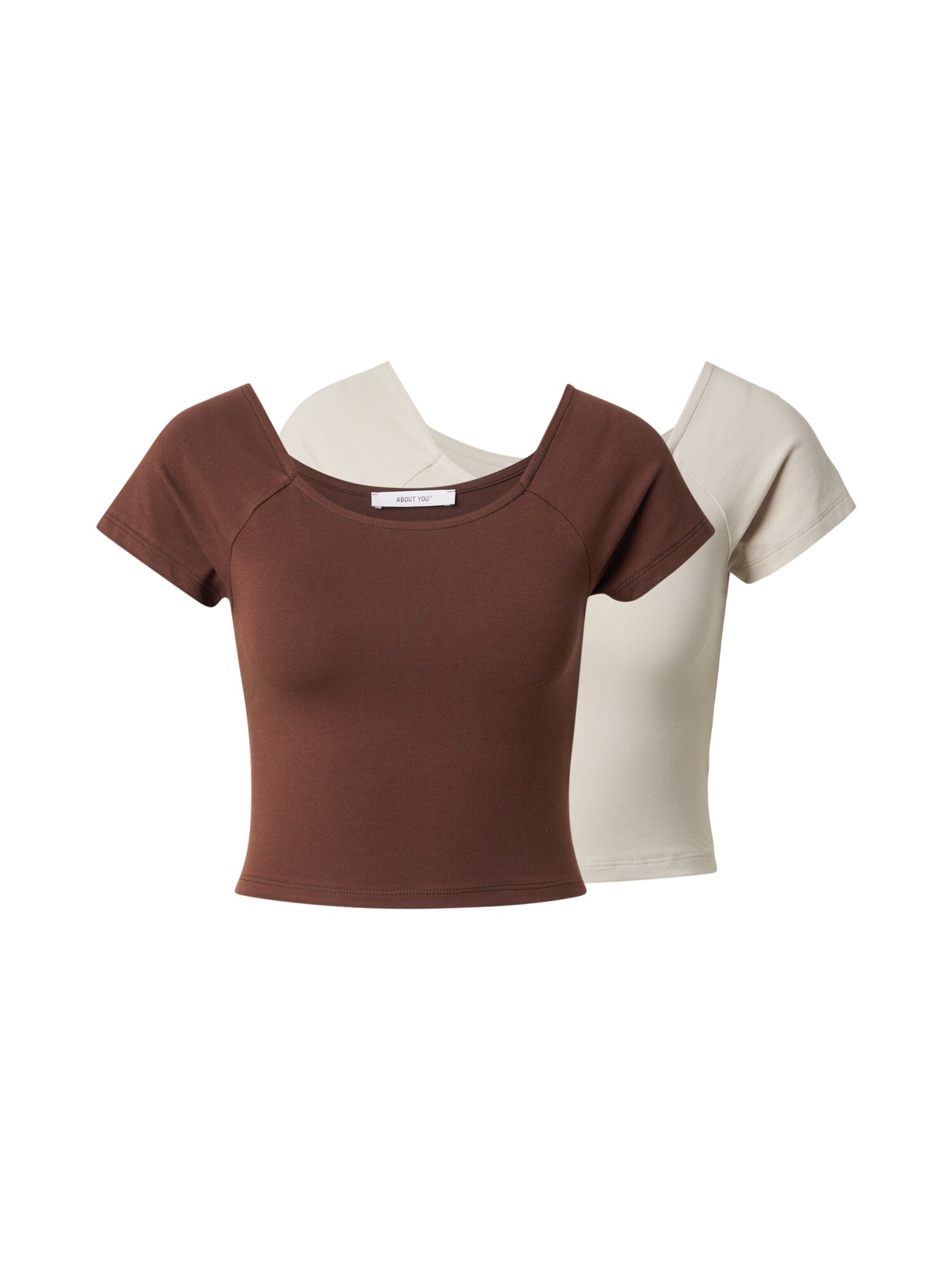 ABOUT YOU Tricou 'Jale'  alb kitt / ciocolatiu