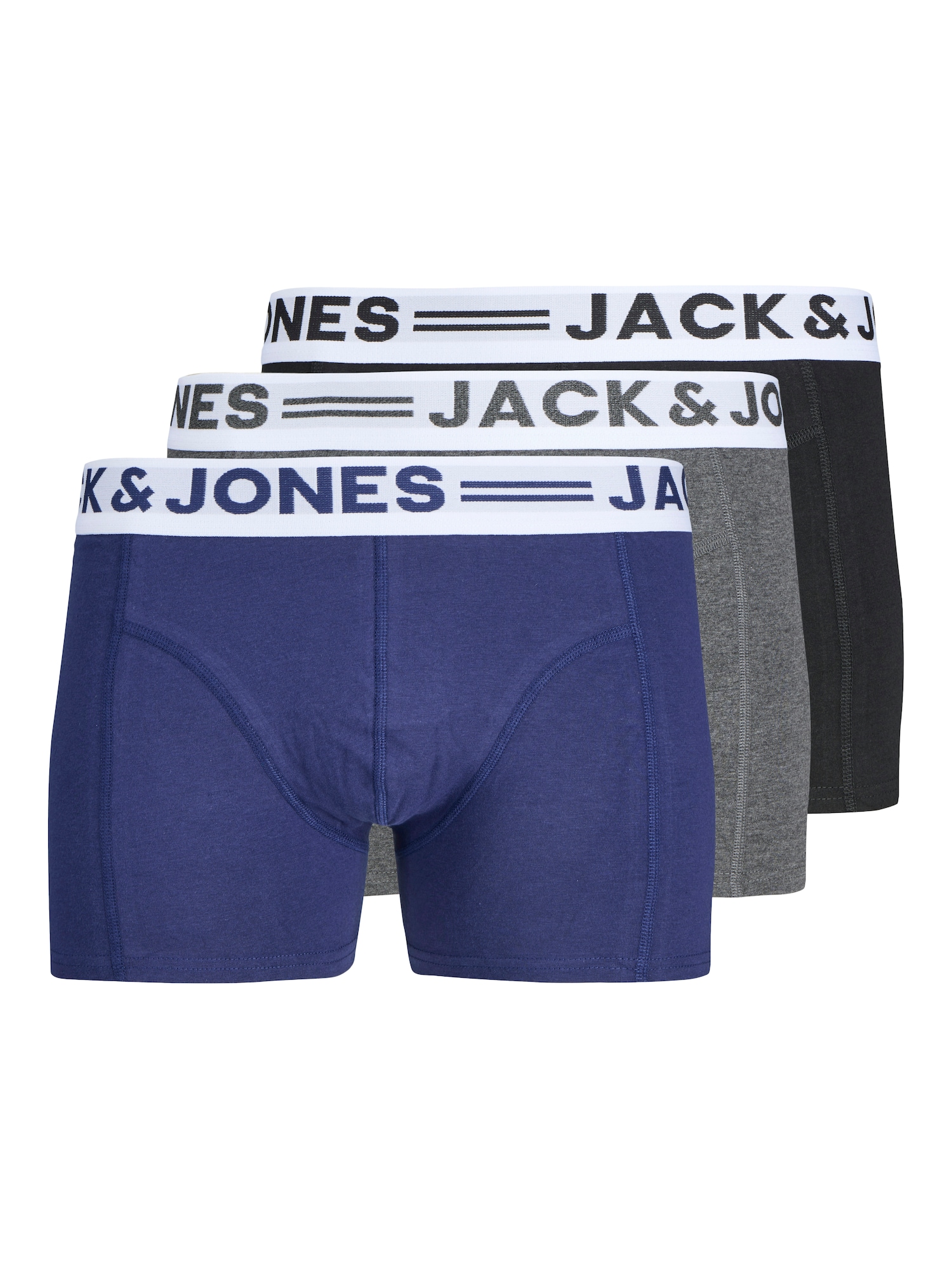 JACK & JONES Boxeri Sense  albastru închis / gri închis / negru / alb murdar