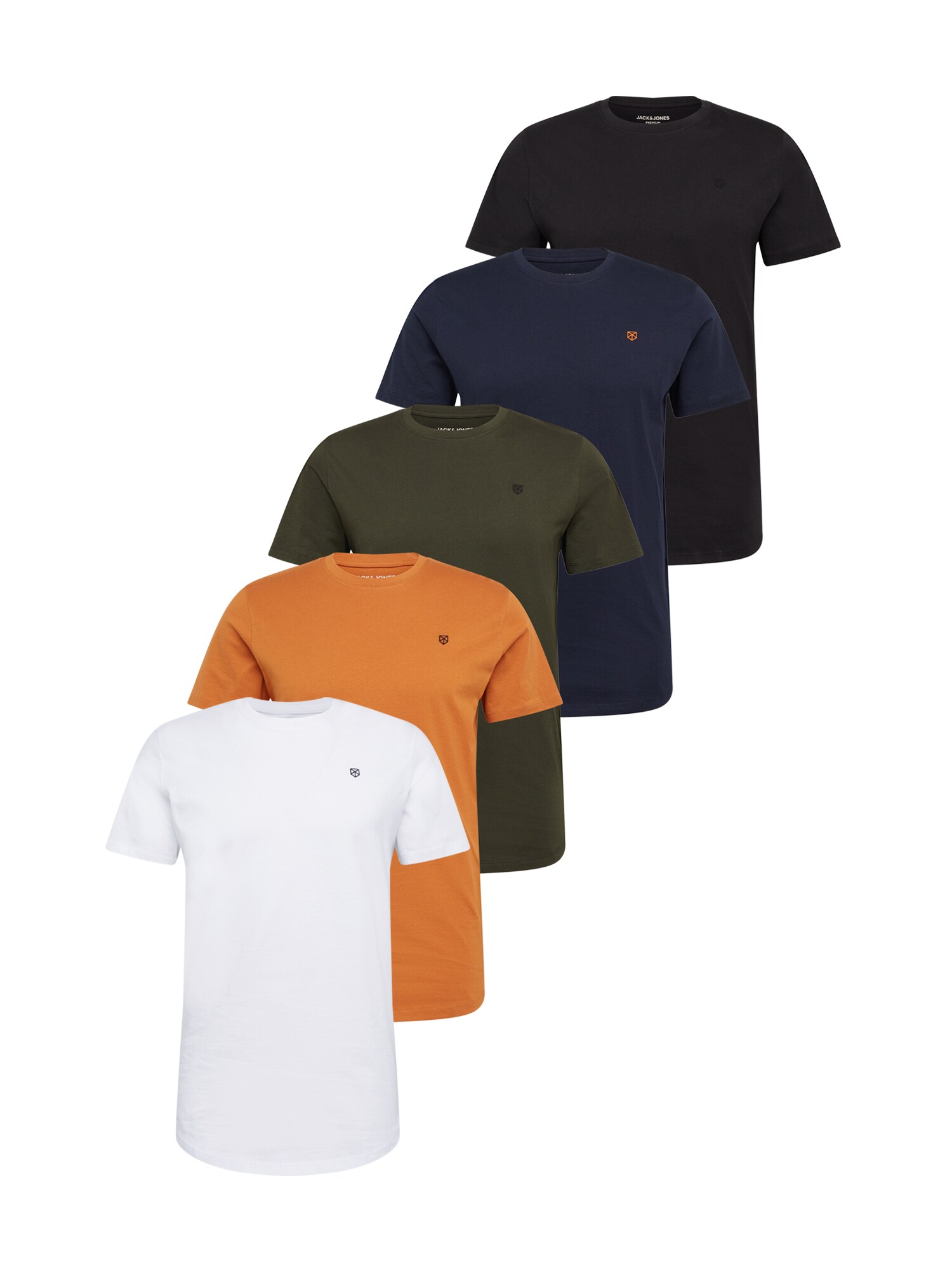 JACK & JONES Marškinėliai 'BRODY'  balta / mišrios spalvos / aukso geltonumo spalva / alyvuogių spalva / tamsiai mėlyna