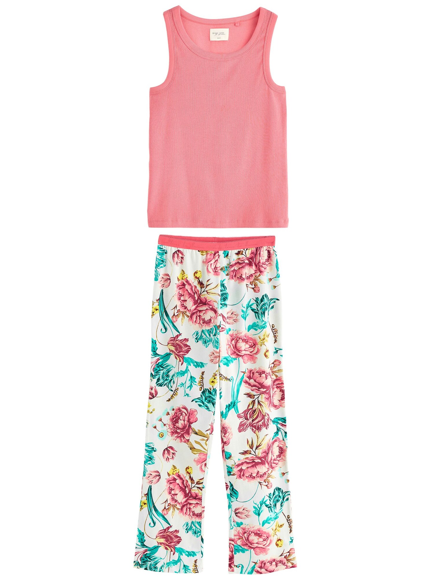 Next Pijama  turcoaz / galben închis / roz pitaya / alb