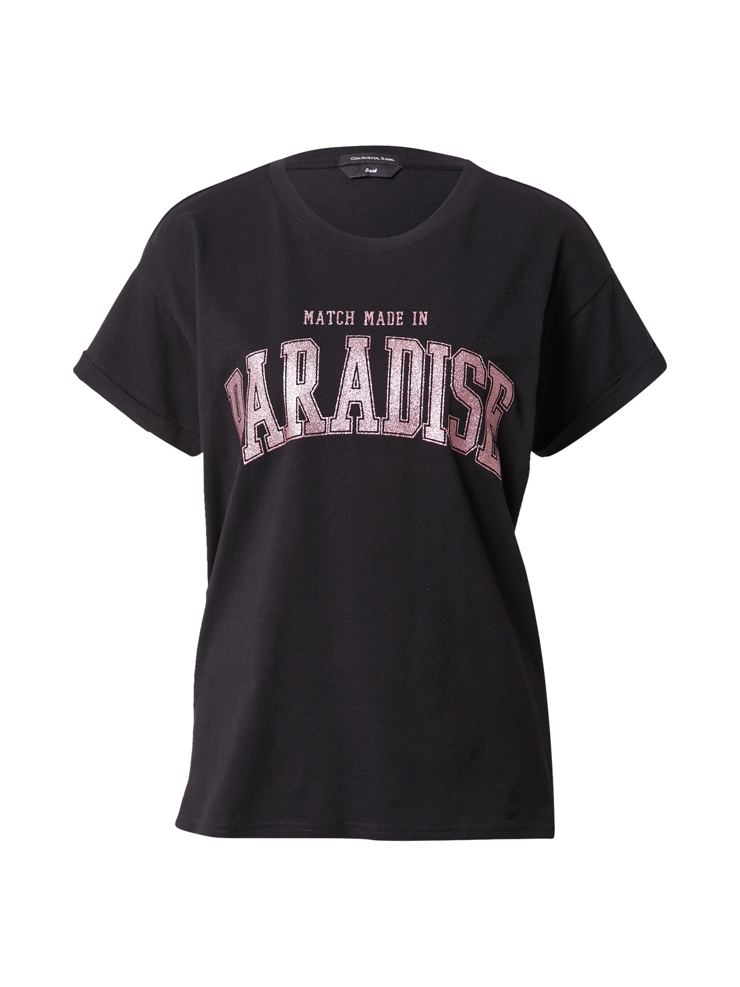 Colourful Rebel Marškinėliai 'Paradise' juoda / šviesiai rožinė