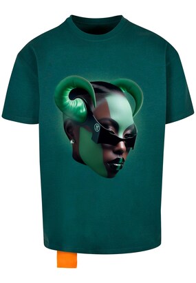 Forgotten Faces Shirt ‘Green Empress’ Bruin / Grasgroen / Donkergroen / Zwart