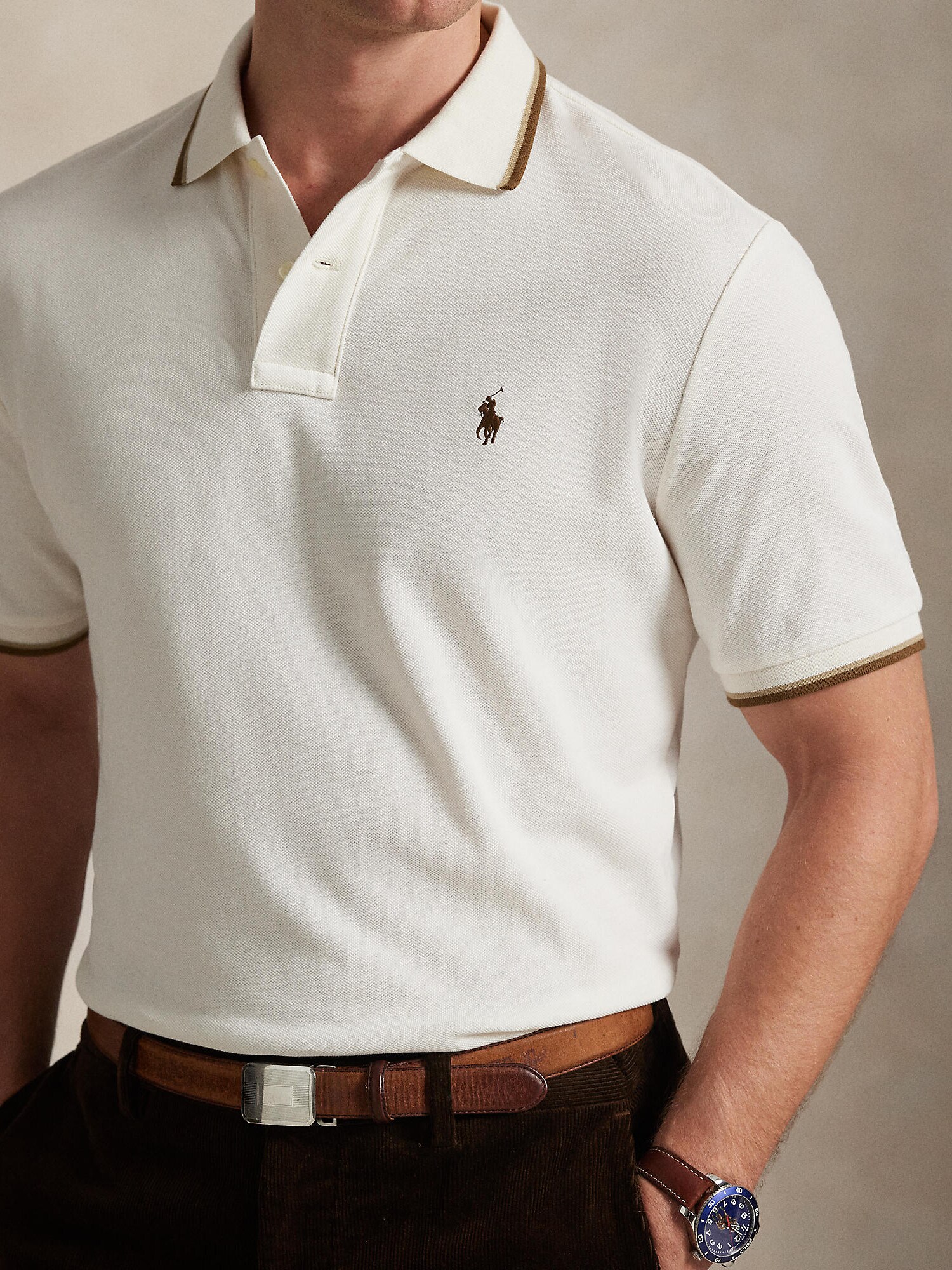 Polo Ralph Lauren Tričko béžová / krémová / hnedá (obrázok 5)
