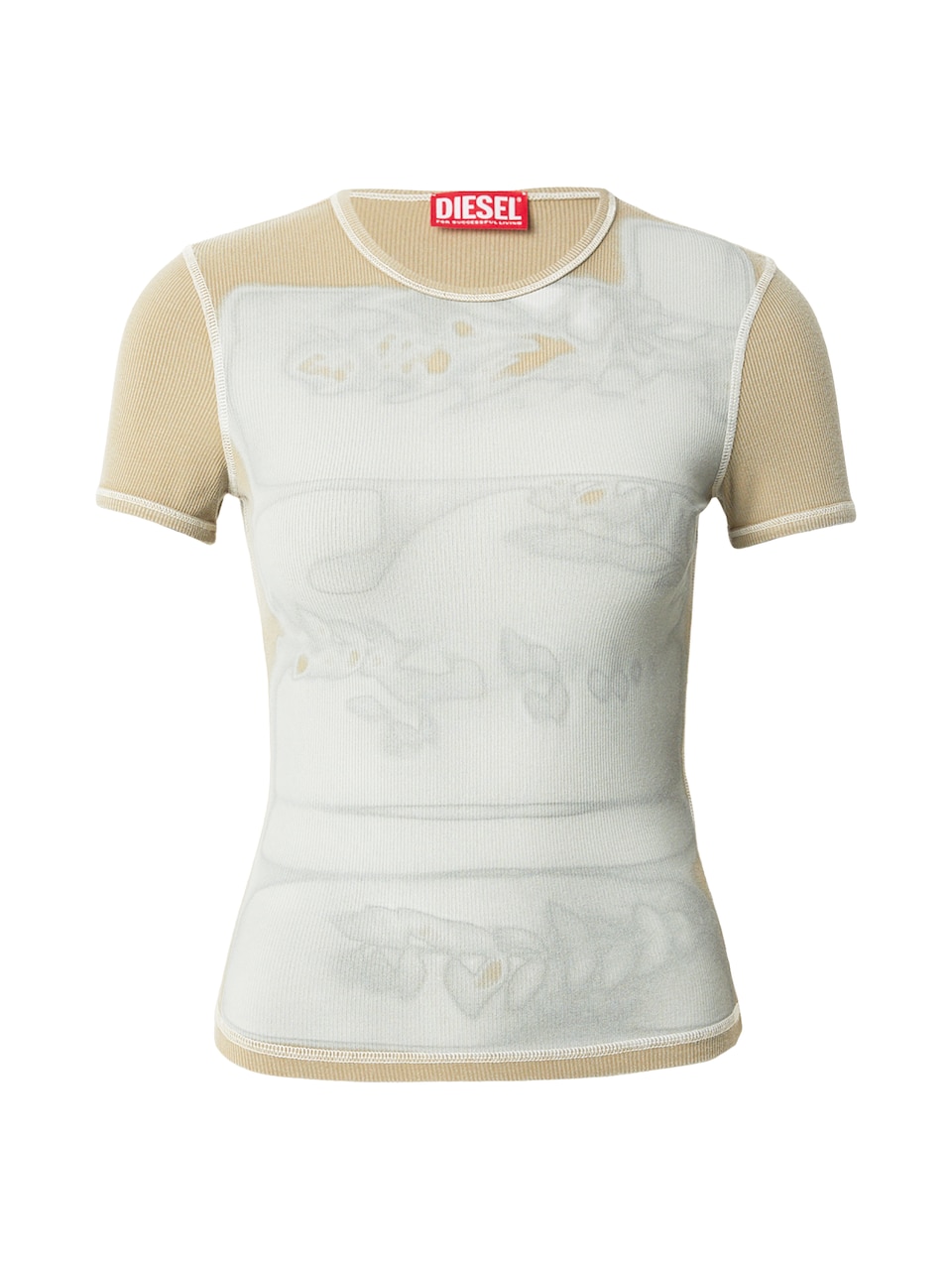 T-shirt 'T-ELE-LONG-AA1' beige / mint