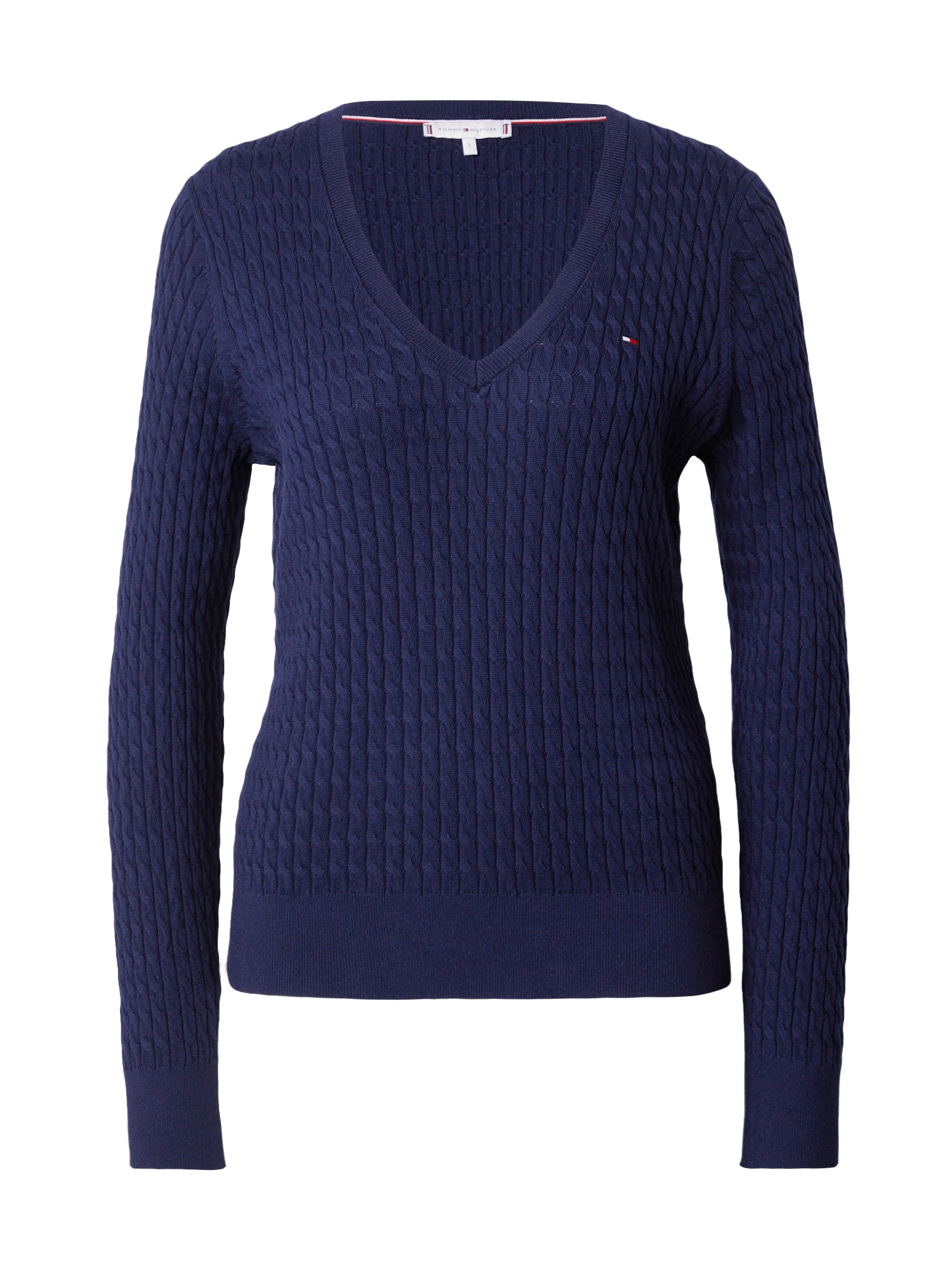TOMMY HILFIGER Pulover Cable  bleumarin / albastru închis / roșu / alb