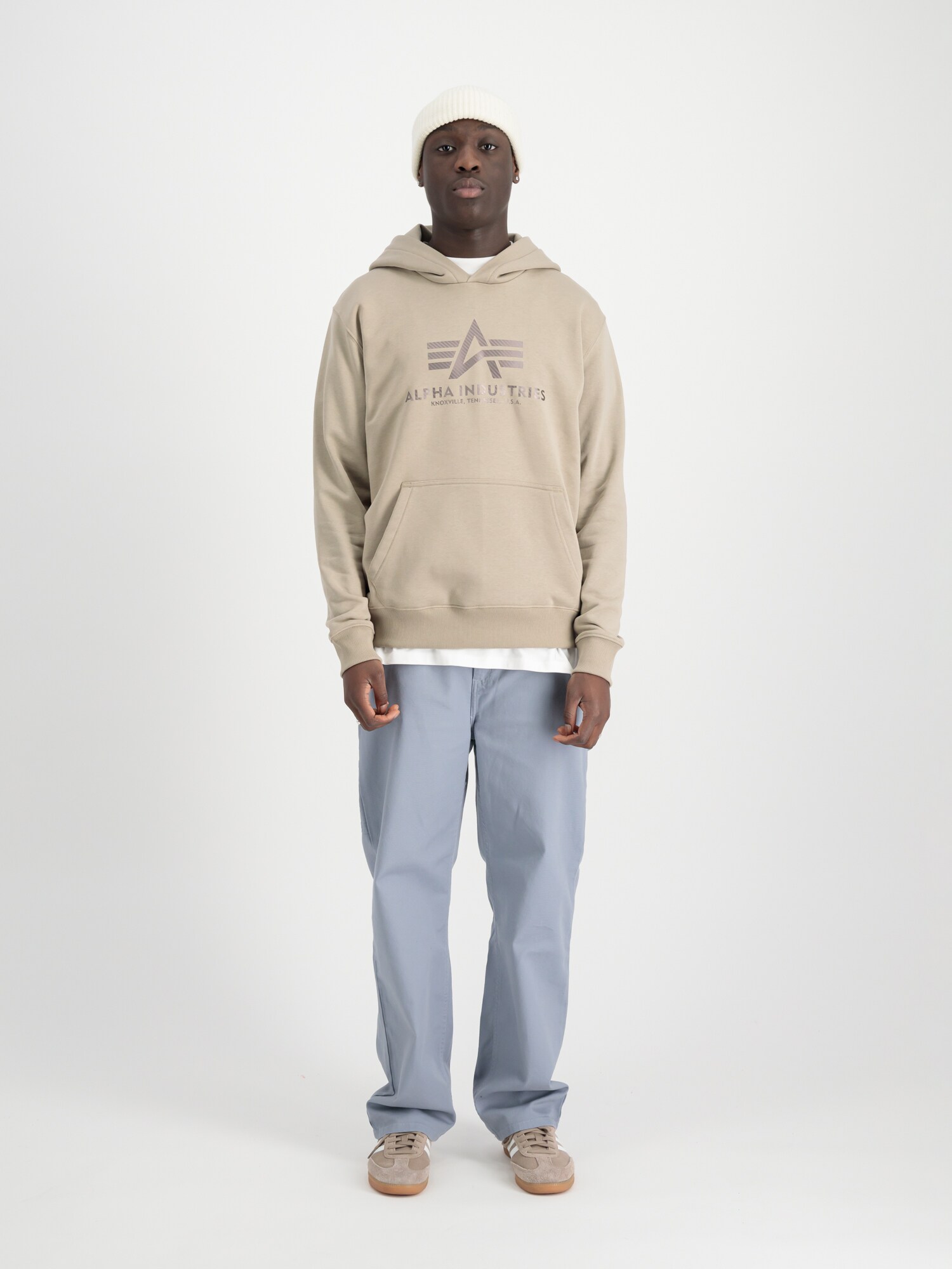 ALPHA INDUSTRIES Tréning póló ' Basic Hoody Carbon'  homok / sötét barna termék 2. képe