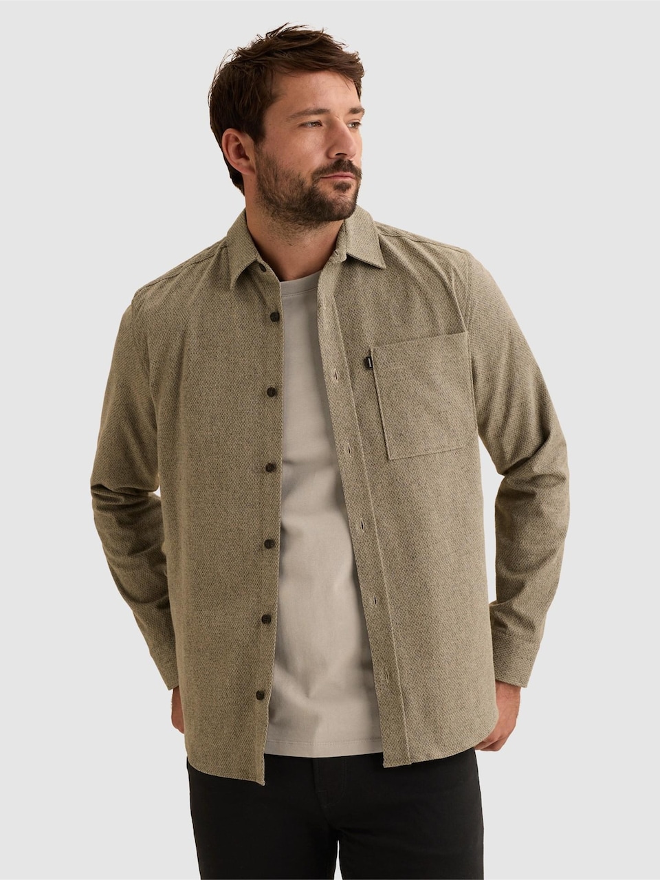 Skjorta 'Shirt with button closure and jacquard pattern'