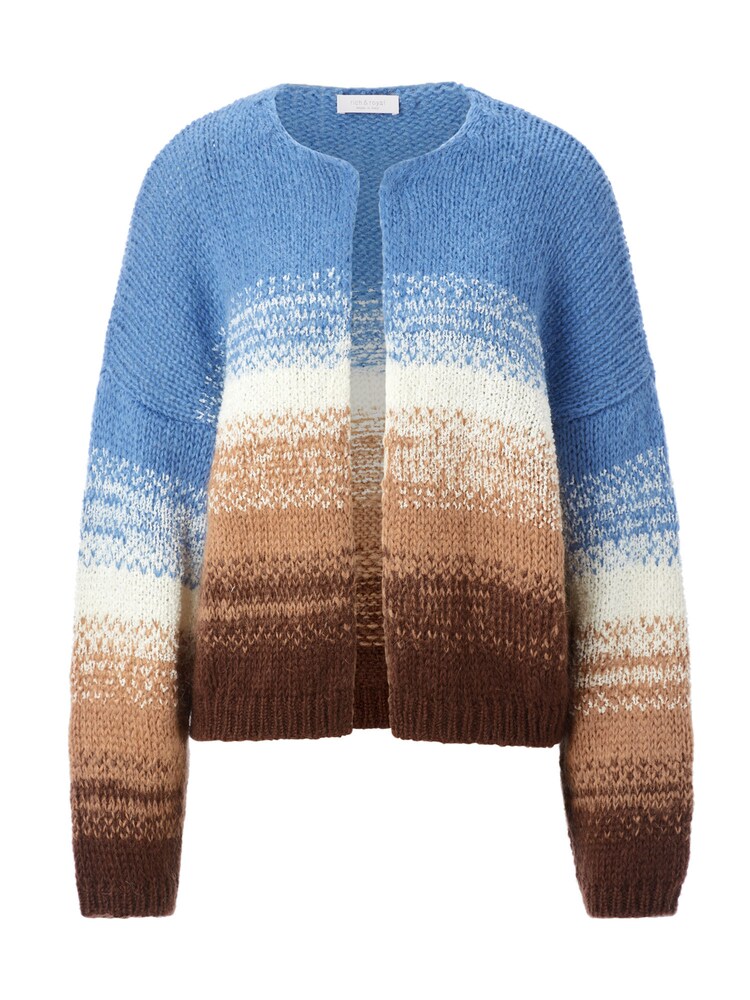 Rich & Royal Strickjacke Damen Größe XS ecru / blau / hellbraun / dunkelbraun