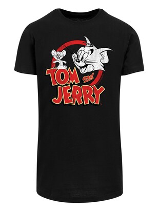 F4NT4STIC Shirt ‘Tom and Jerry TV Serie Distressed’ Geel / Rood / Zwart / Wit