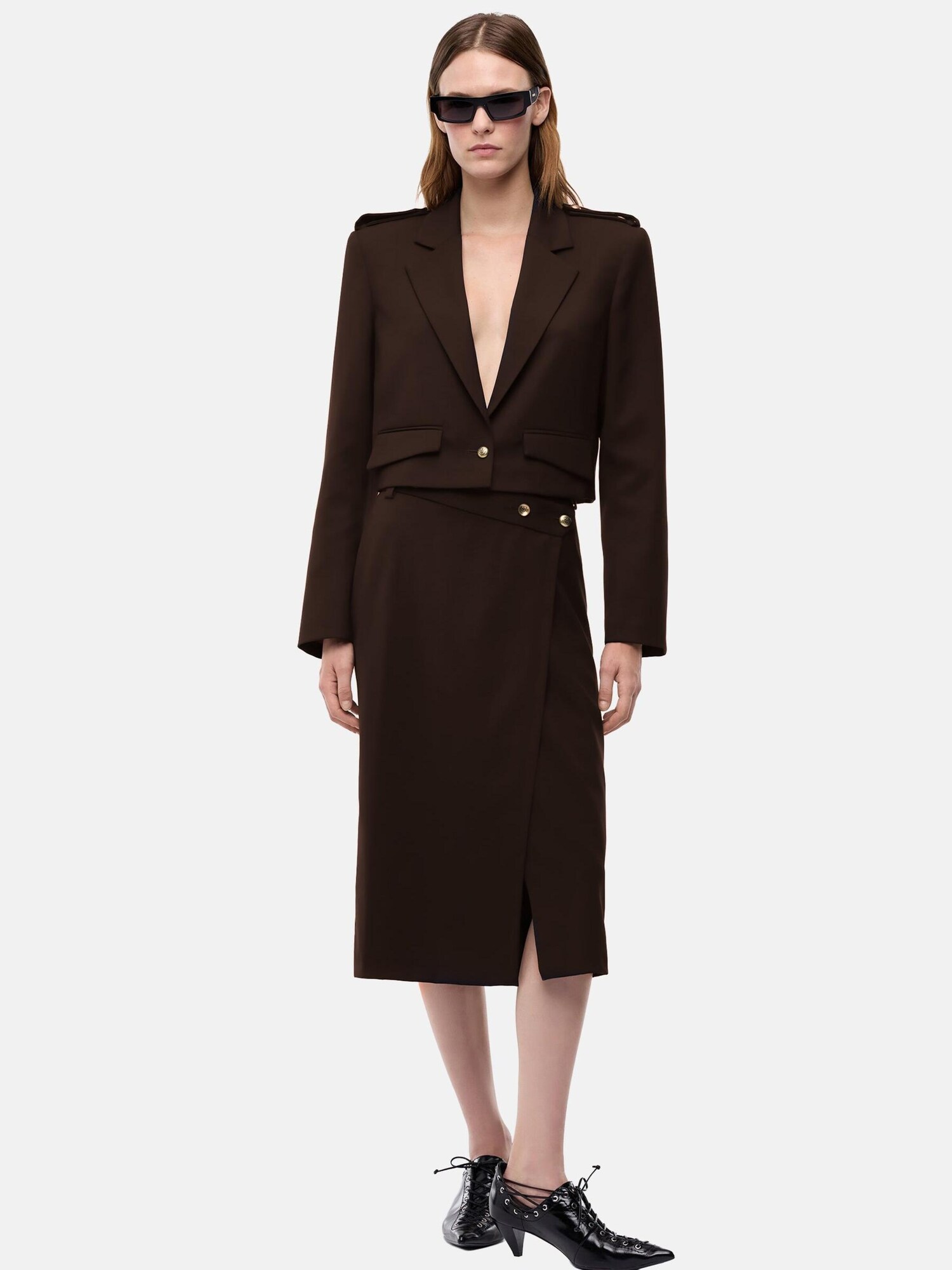 PINKO Falda 'PINKO MARZEMINO GONNA DIAGONALE GONNA'  marrón – imagen 3