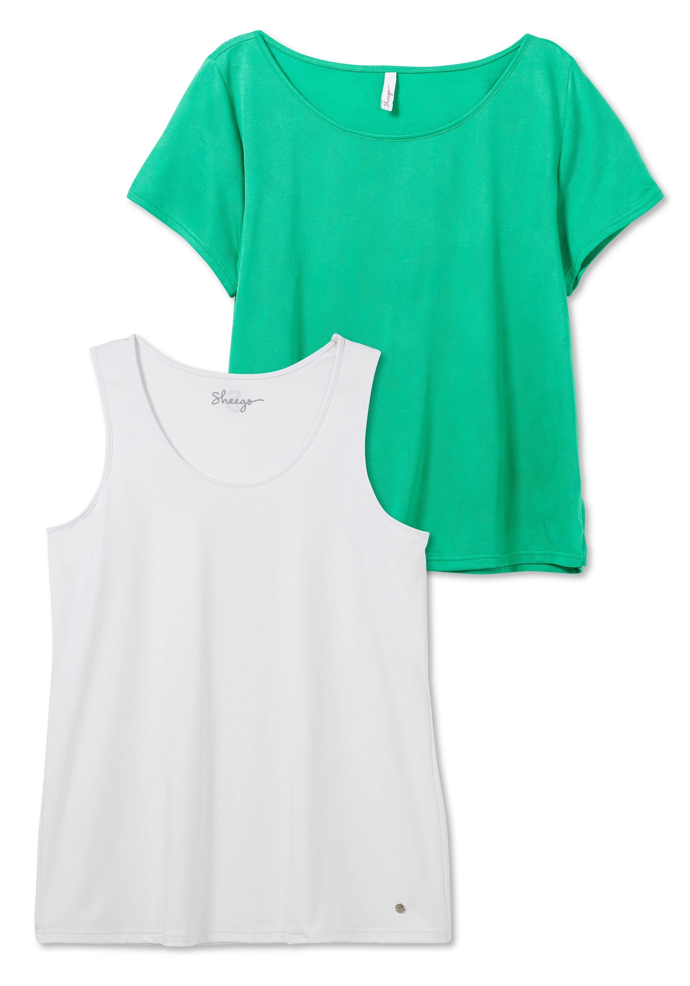 SHEEGO Функционална тениска  зелено / бяло