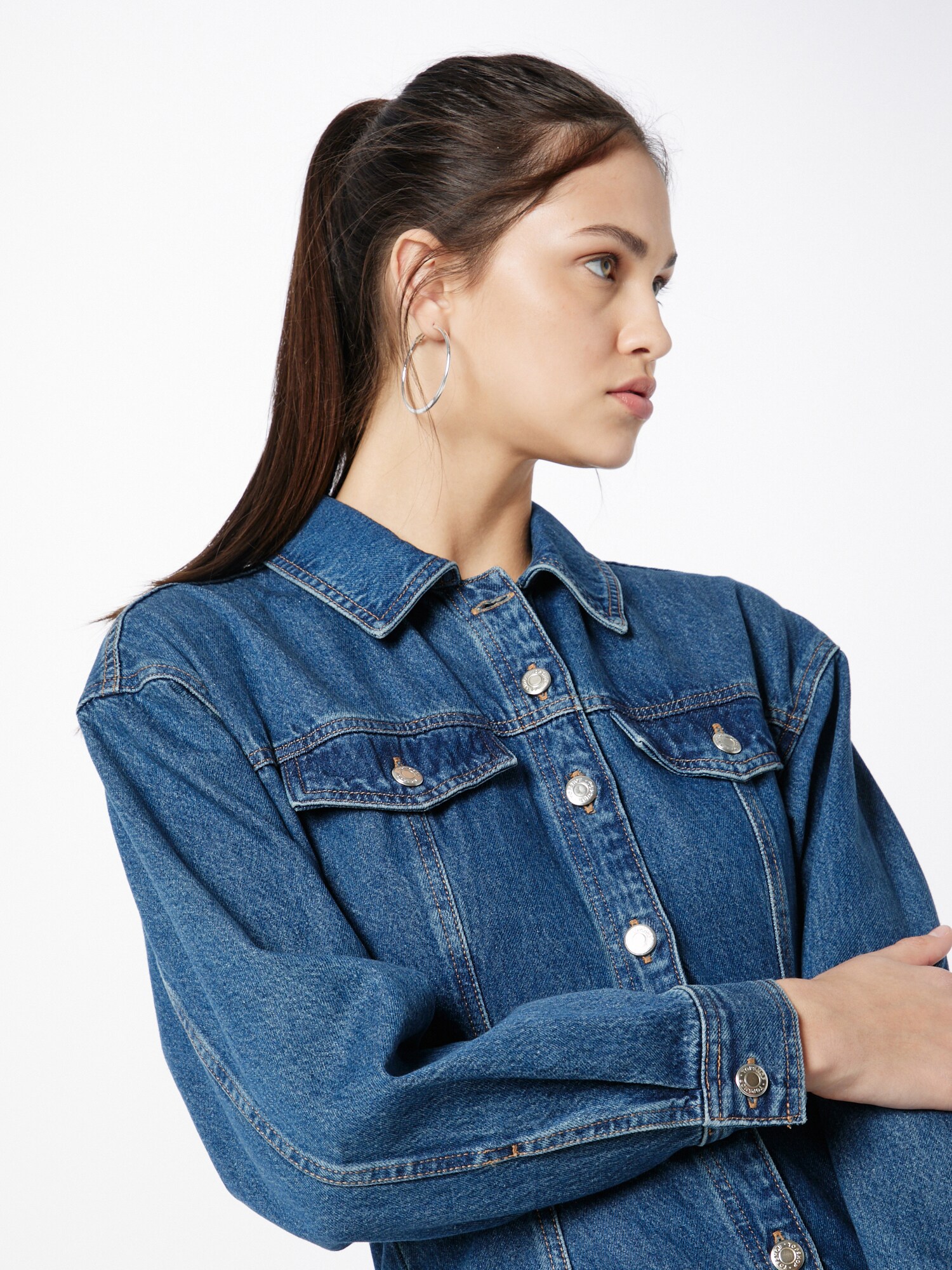 TOPSHOP Košeľové šaty modrá denim (obrázok 5)
