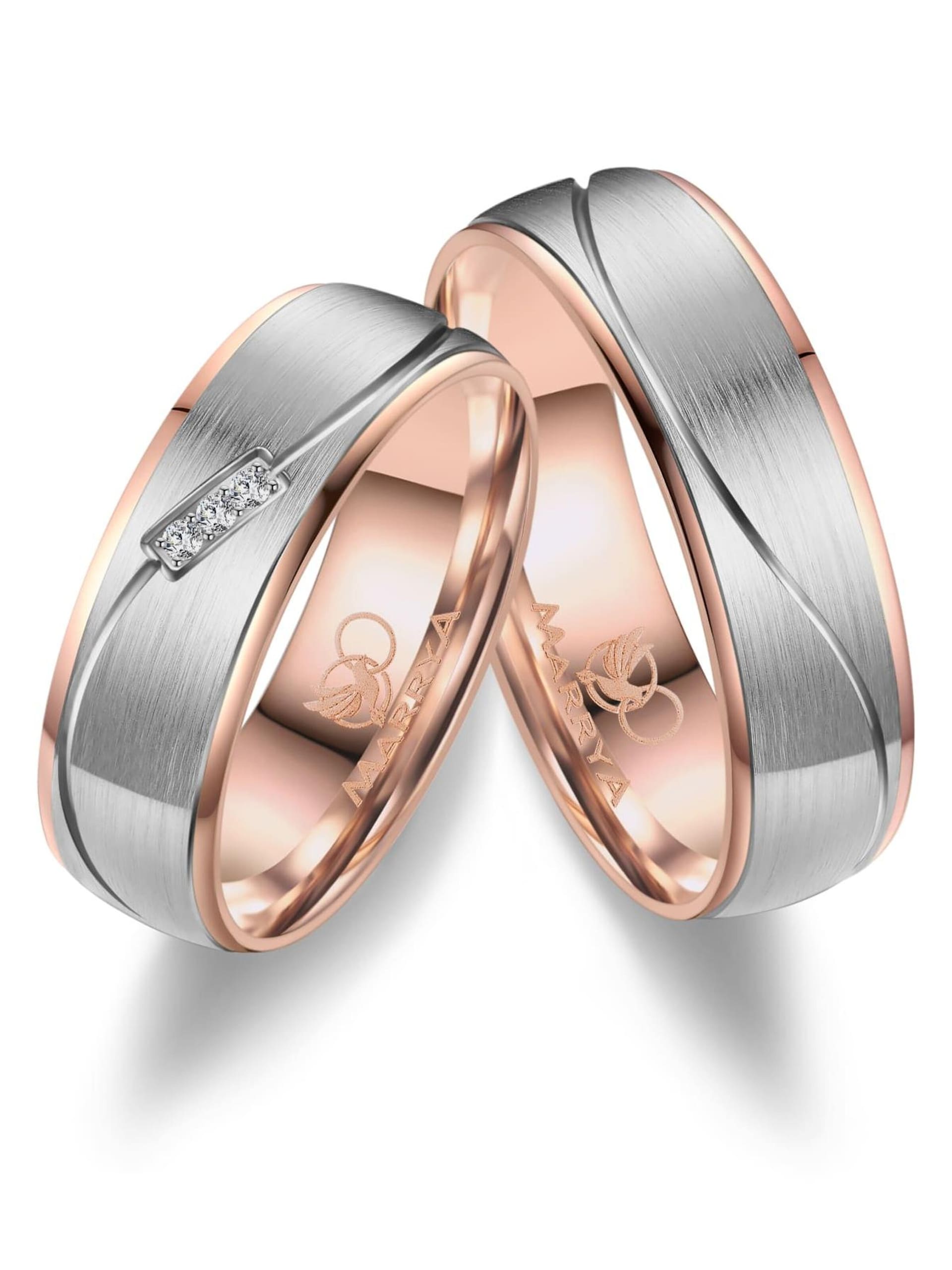 MARRYA Ring 'MARRYA ES-21 Ehering aus Edelstahl Silberfarben & Rosé' dam