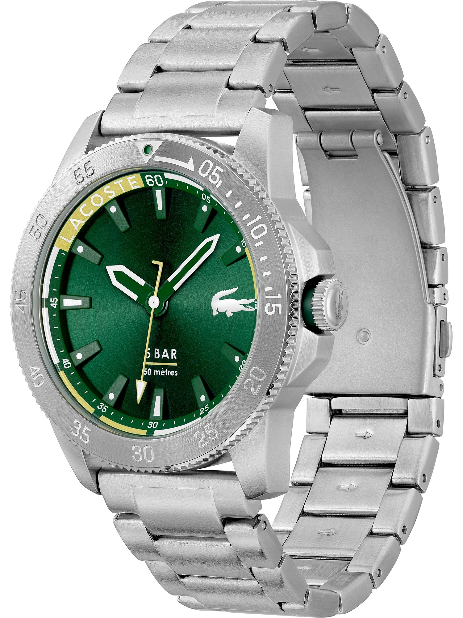 LACOSTE Analoginis (įprasto dizaino) laikrodis tamsiai žalia / sidabrinė