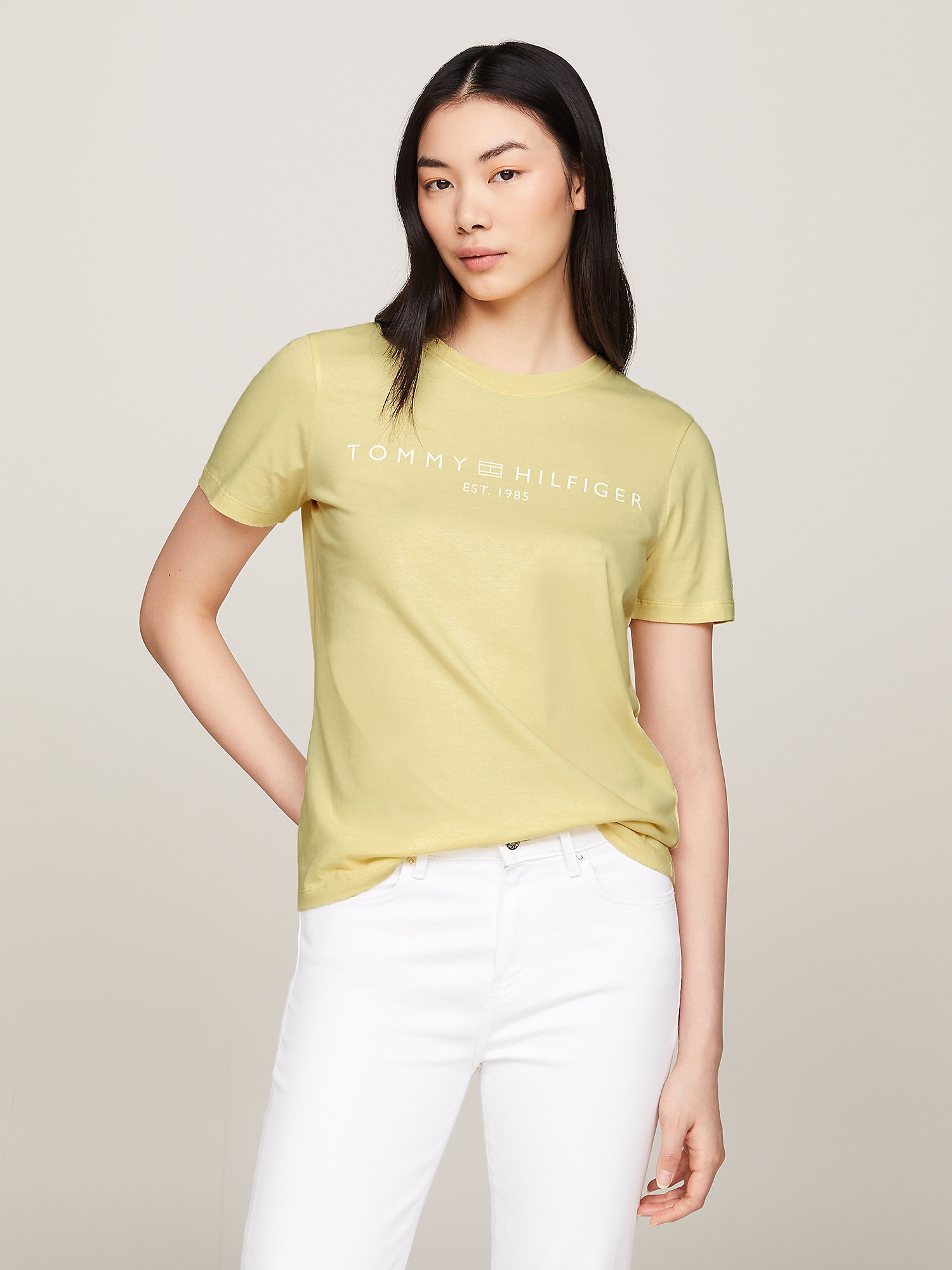TOMMY HILFIGER T-shirt jaune pastel / blanc-Tommy Hilfiger 1