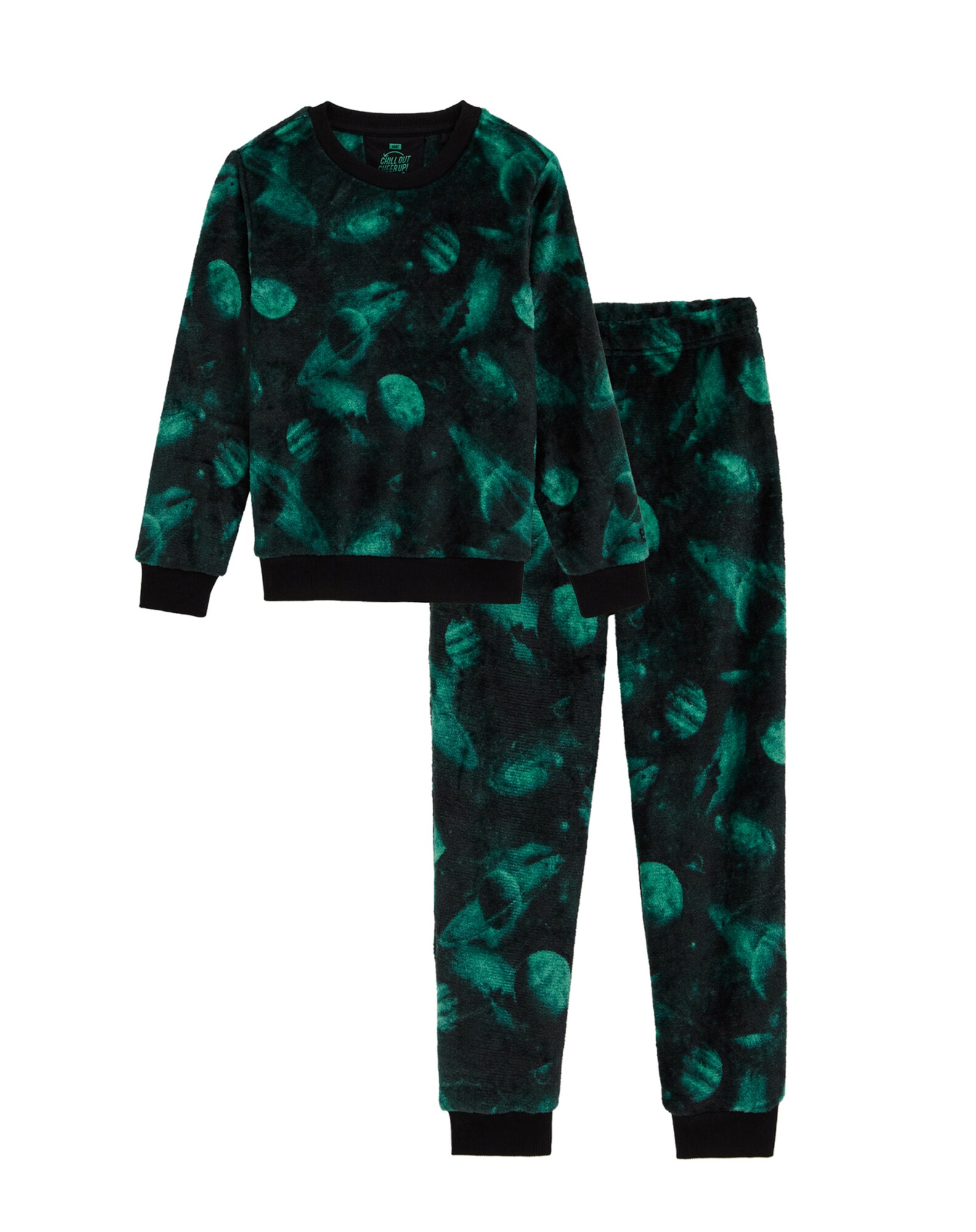 WE Fashion Pijamale  verde / negru