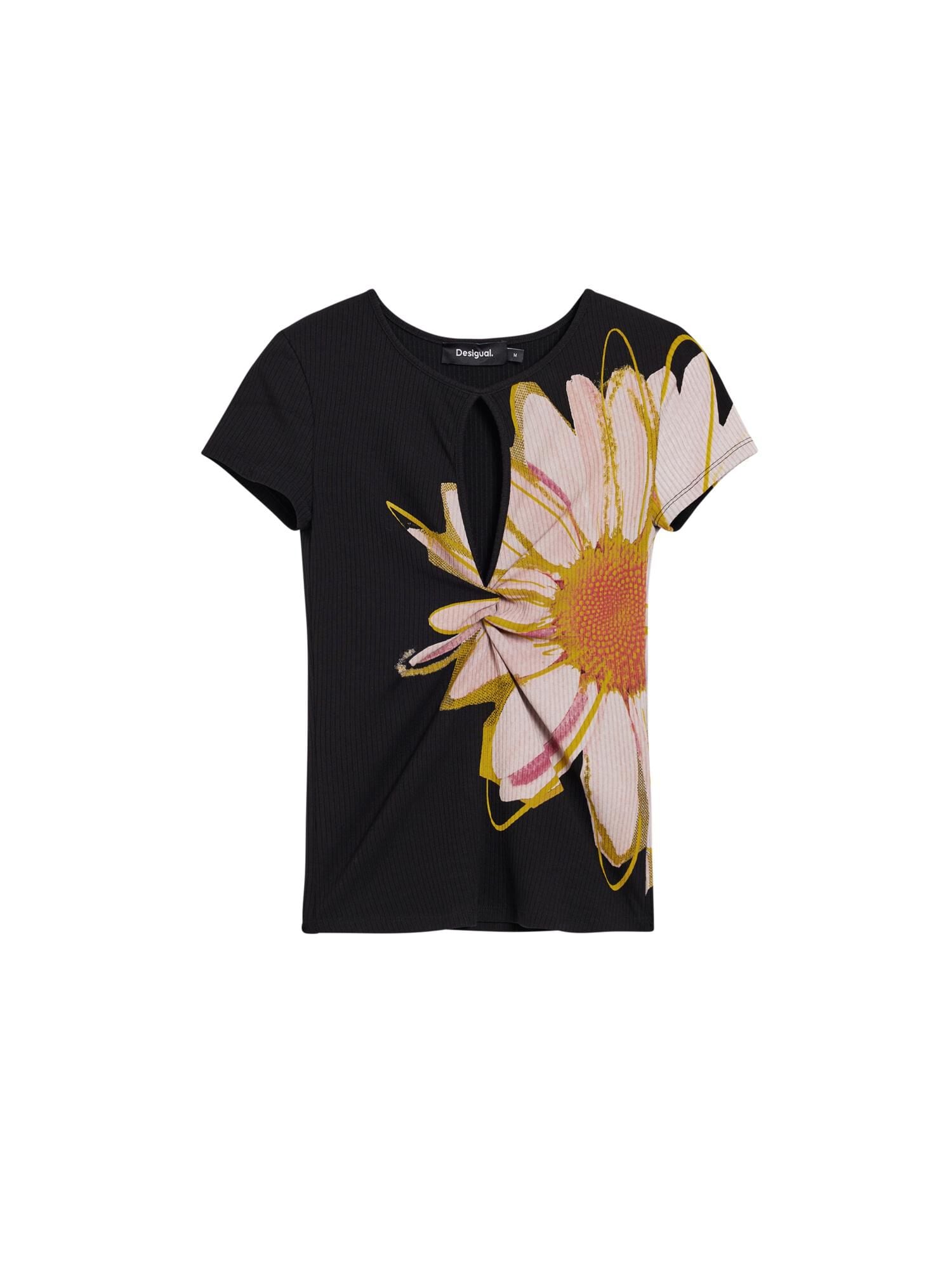 Desigual Tricou  crem / galben curry / roz / negru