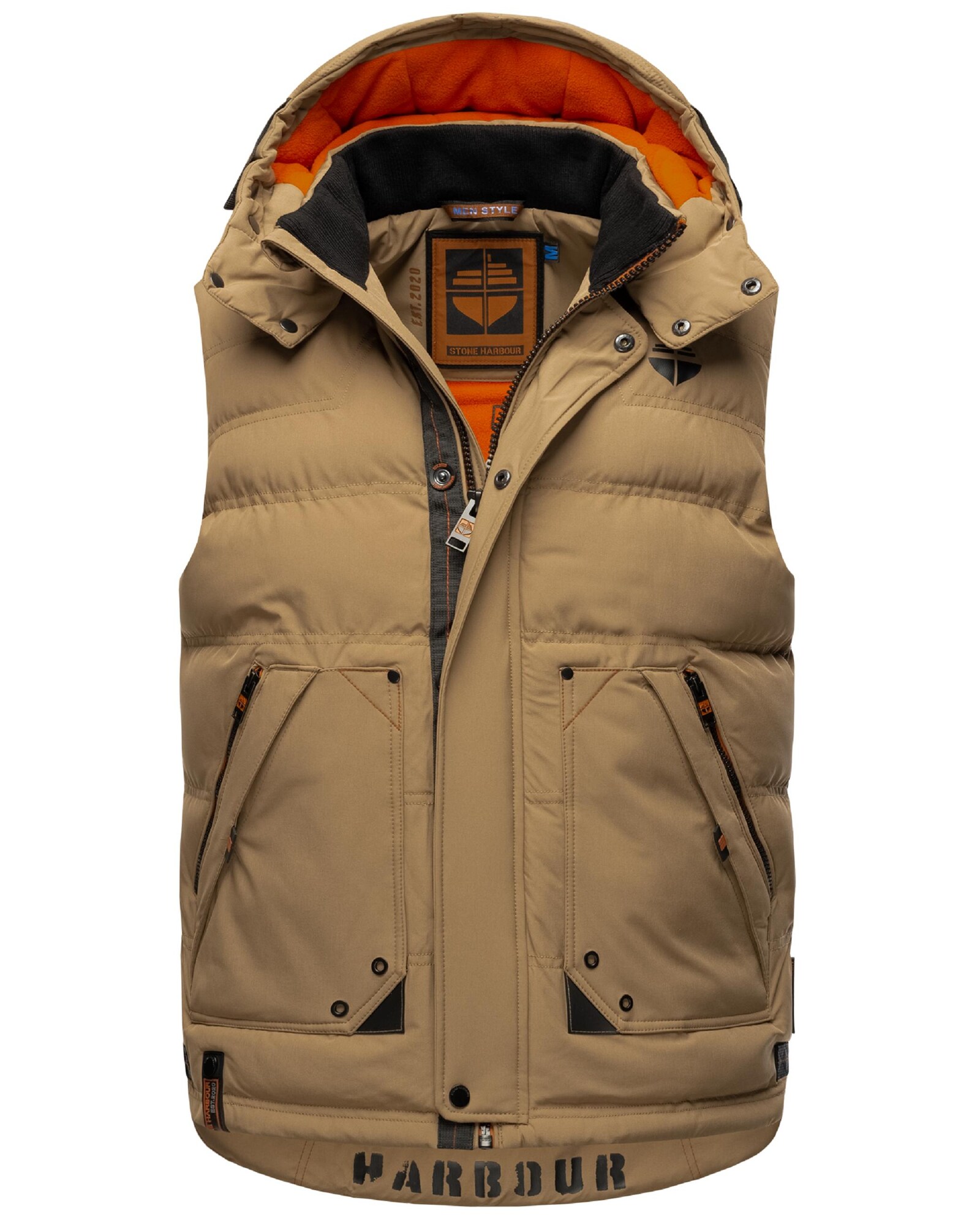 STONE HARBOUR Colete 'Egoor'  castanho claro / laranja escuro / preto
