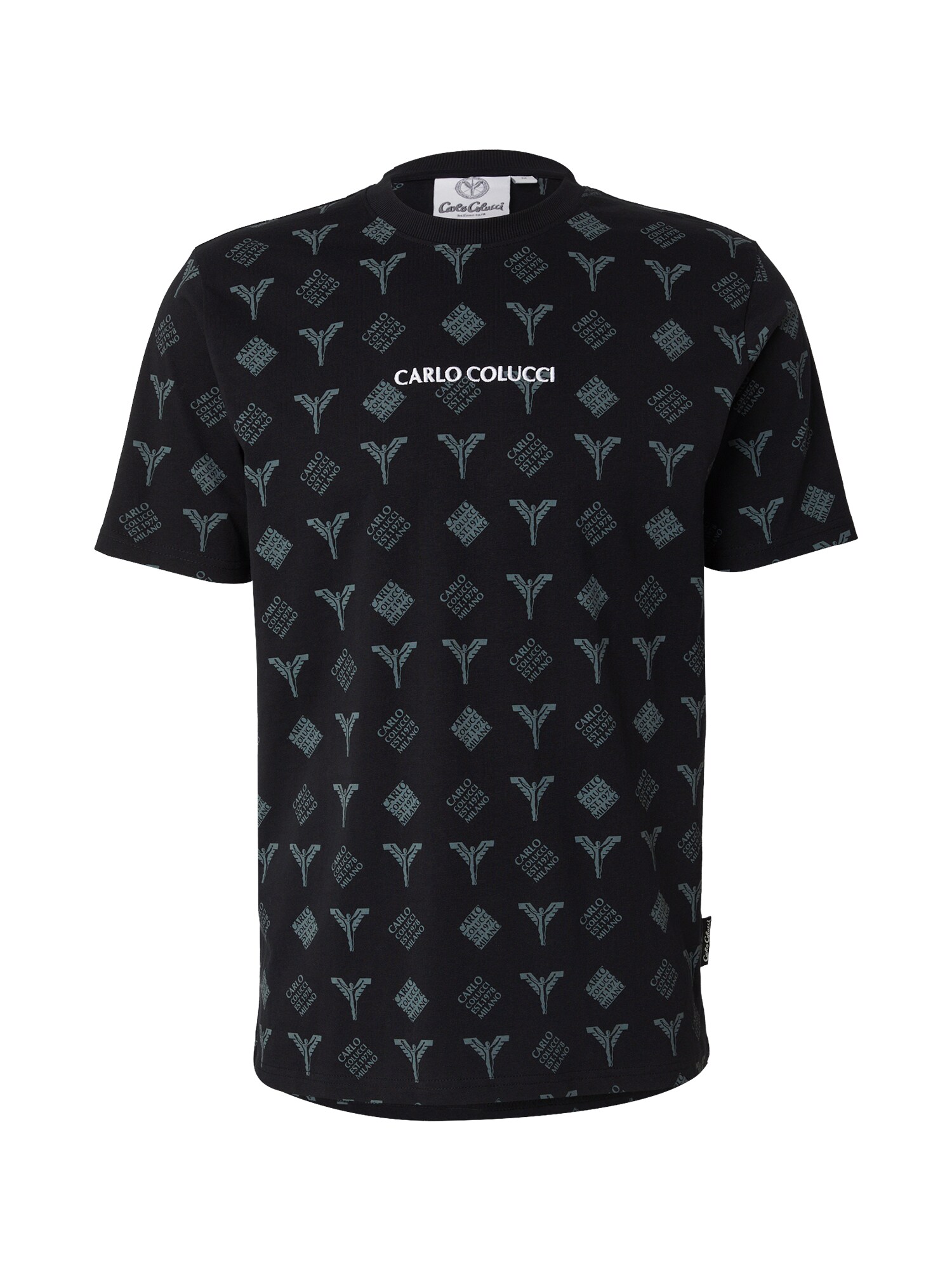 Carlo Colucci Tricou 'Falchi'  verde pastel / negru / alb