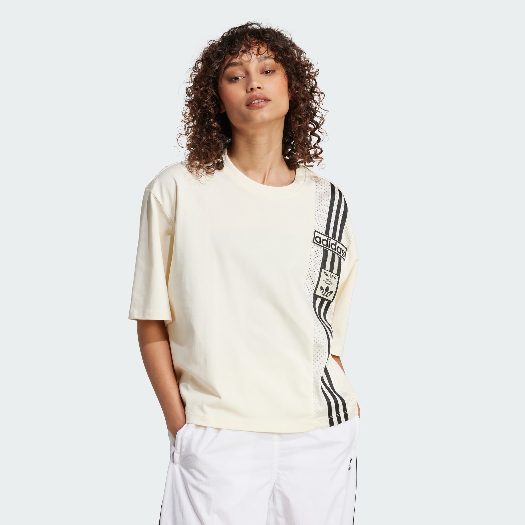 ADIDAS ORIGINALS Oversize póló 'Adibreak'  fekete / gyapjúfehér termék 2. képe