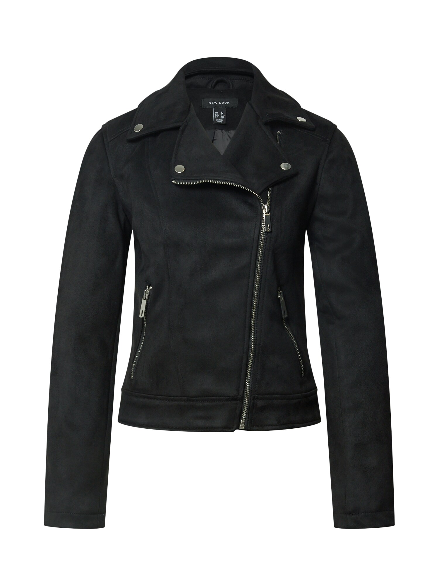 NEW LOOK Demisezoninė striukė 'POPPY SUEDETTE BIKER'  juoda