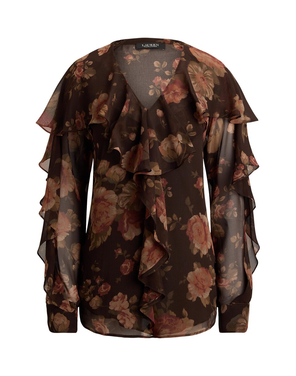 Blus 'GRACEFUL' brun / ljusbrun / khaki