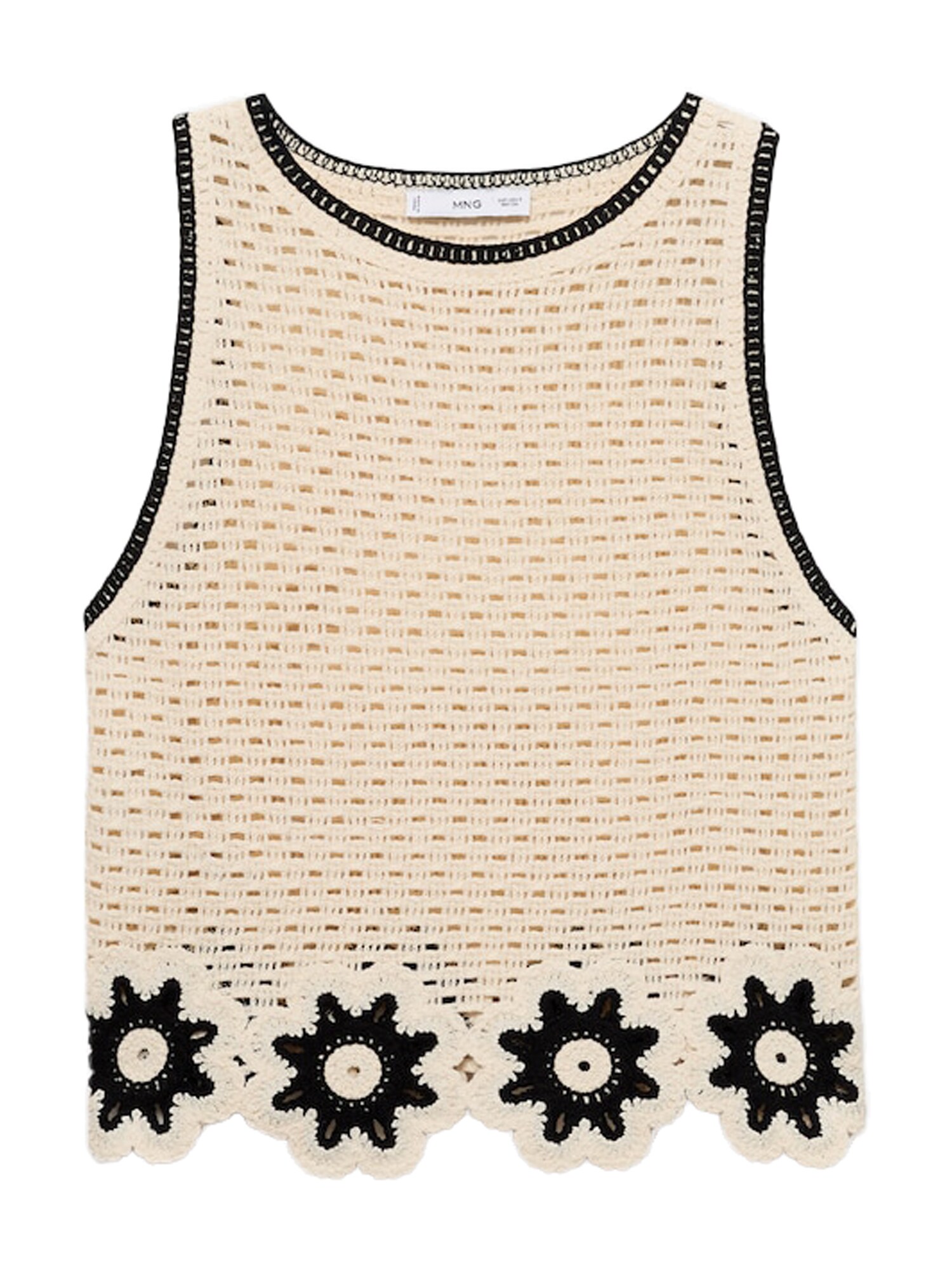 MANGO Top 'FLEUR'  ekrü / fekete akciós termékkép 1
