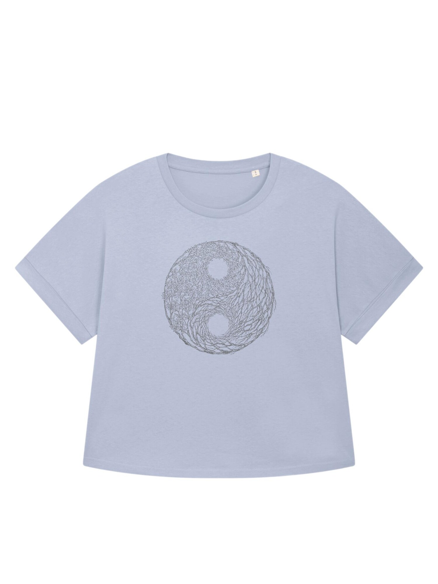 Life-Tree Široka majica 'Oversized Shirt Women YinYang Light' akvamarin