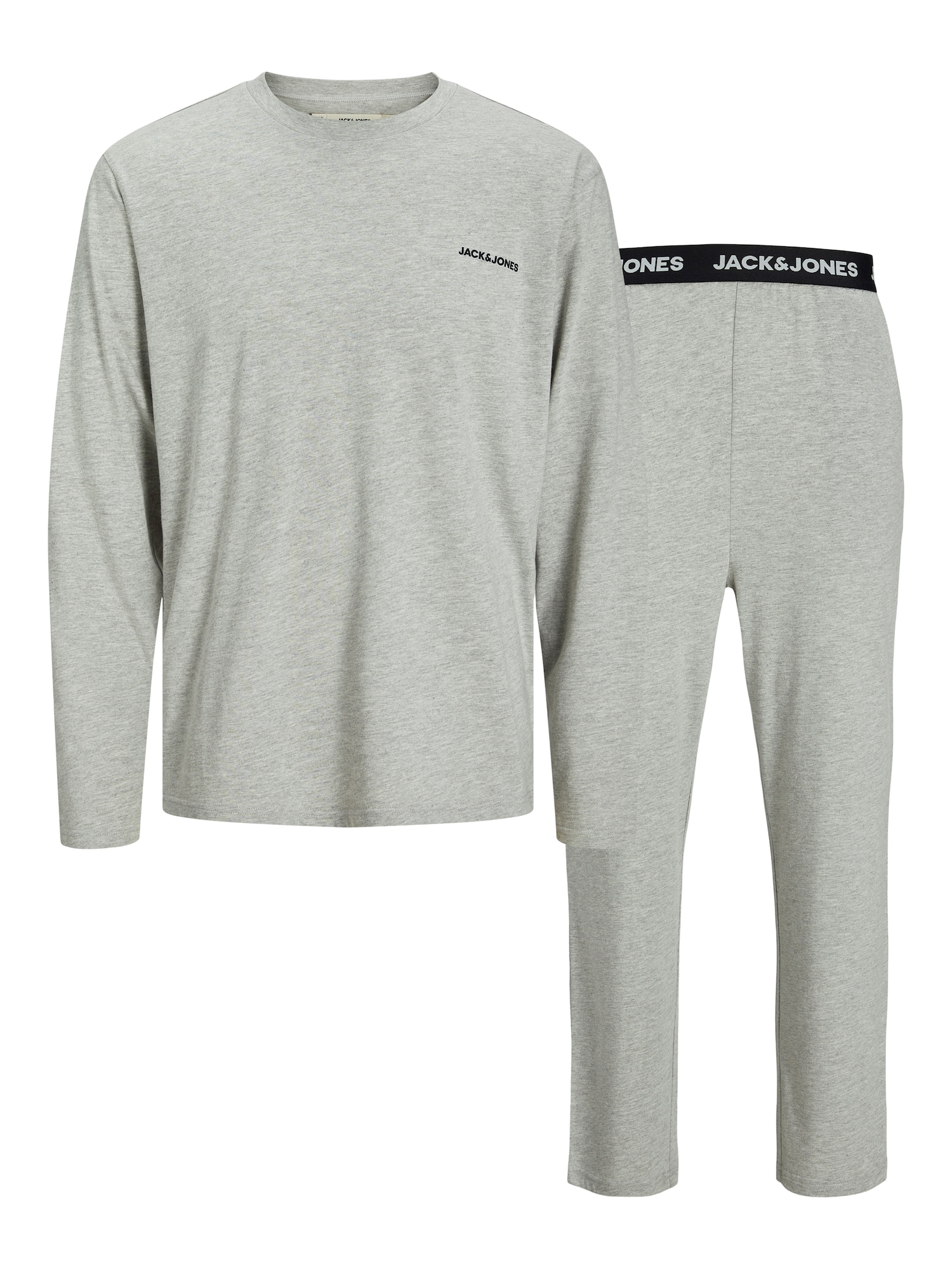 JACK & JONES Pijama lungă JACEVEREST  gri amestecat / negru / alb