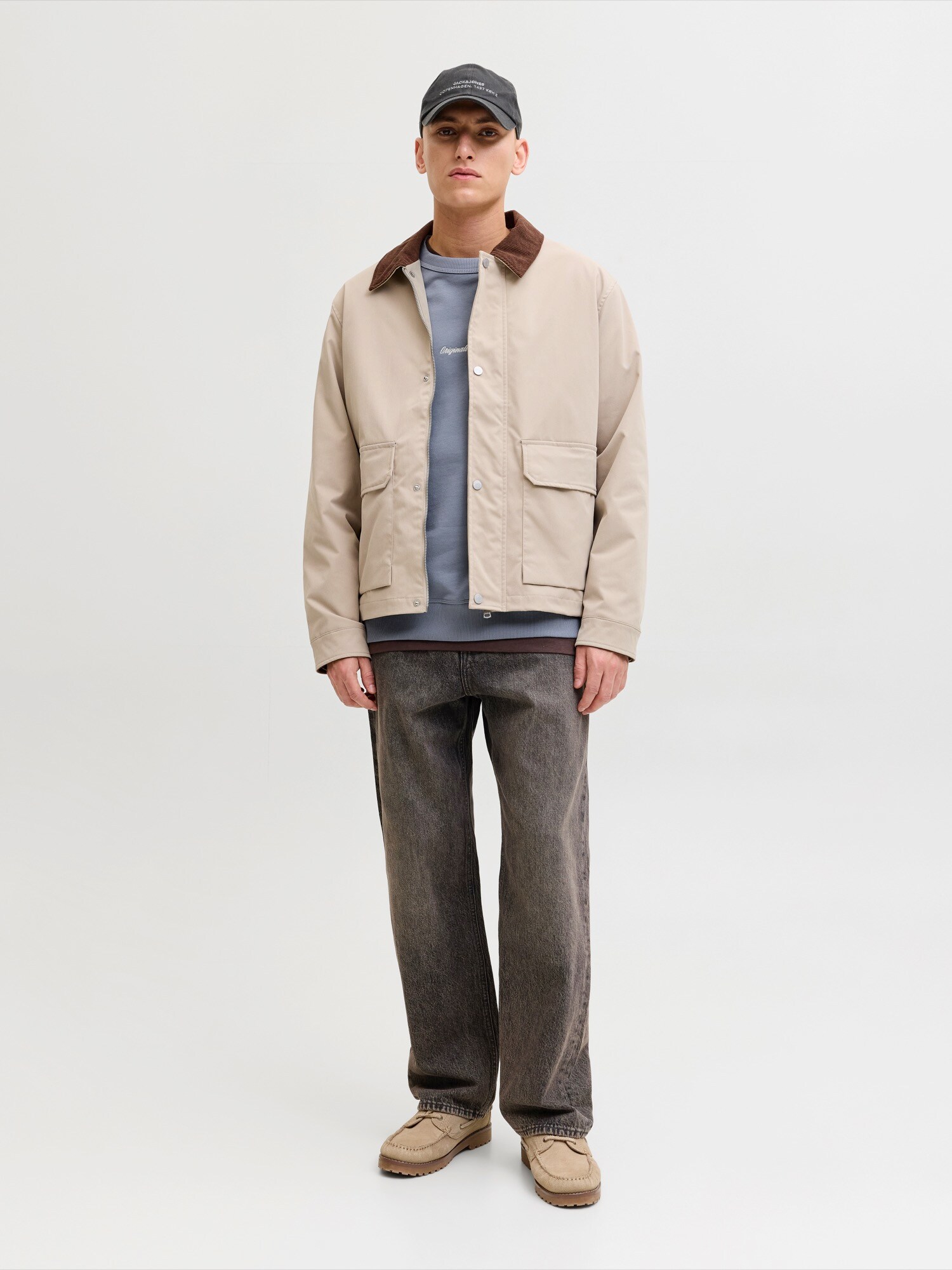 JACK & JONES Bluză de molton JORNorrebro  bej / albastru