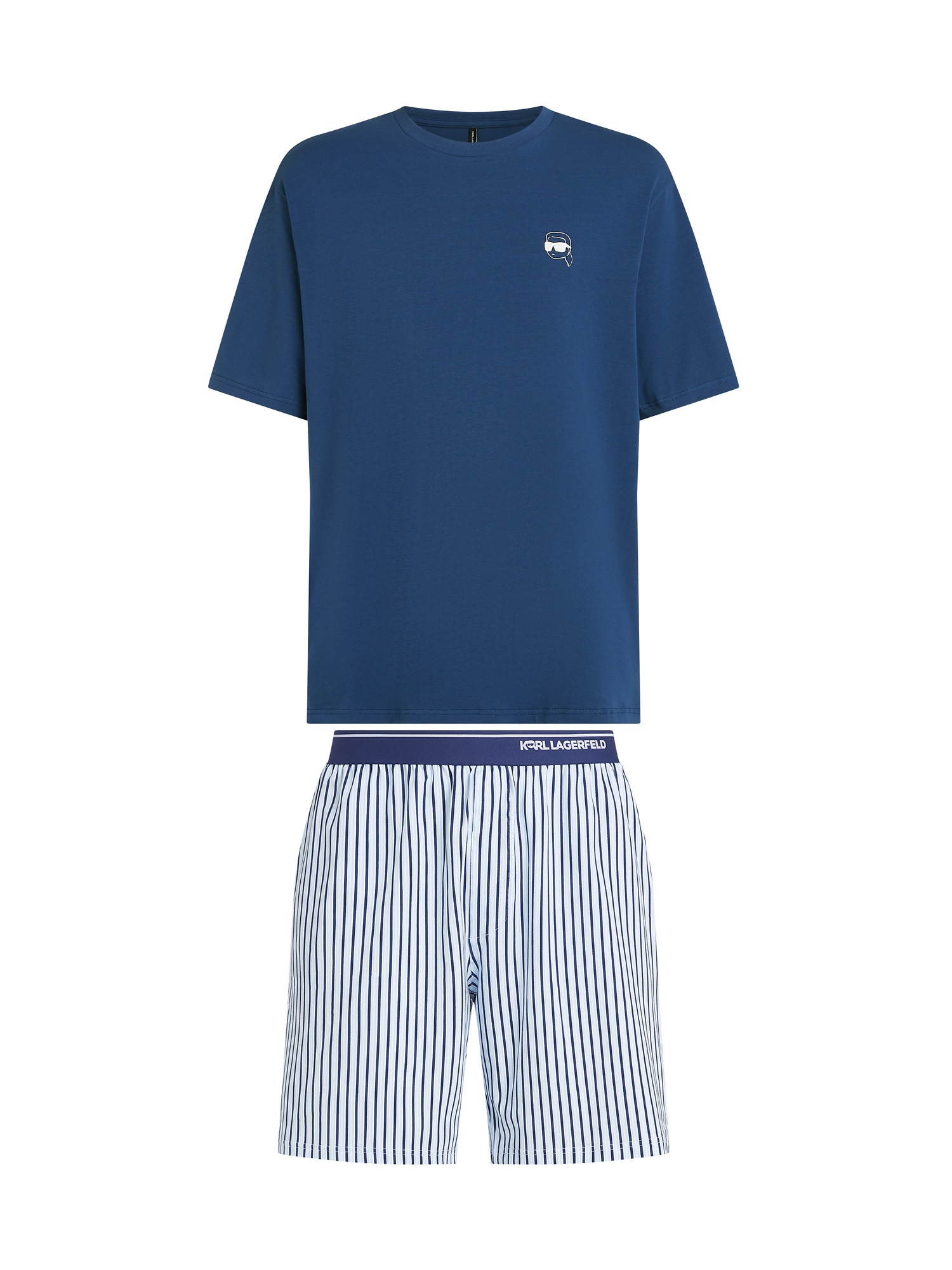 Karl Lagerfeld Pijama scurtă Ikon  albastru închis / alb