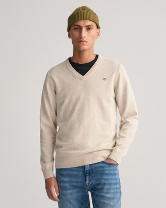 Gant Trui ‘Classic’ Lichtbeige / Navy / Grijs / Rood