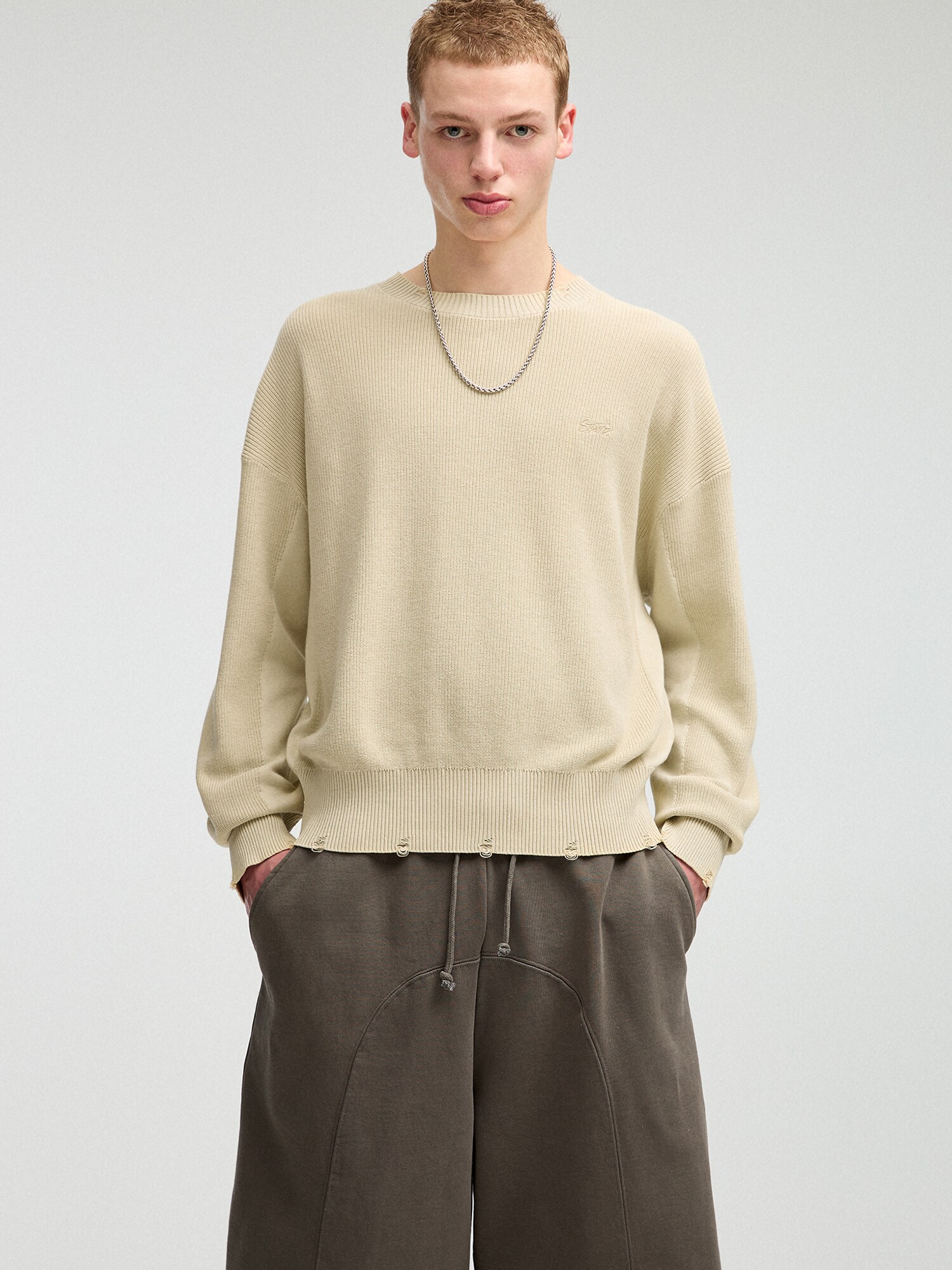 Pull&Bear Pulóver 'STWD'  dohánybarna / khaki termék 2. képe