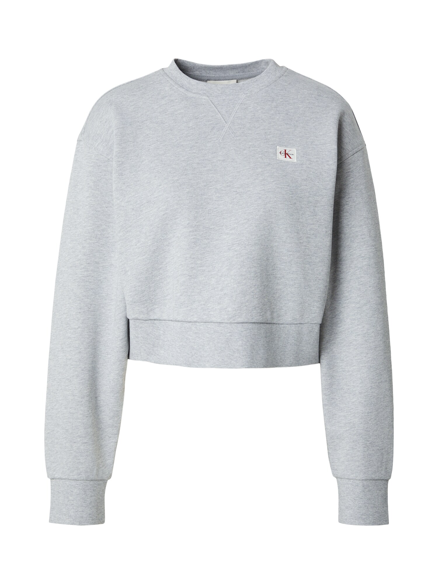 Calvin Klein Jeans Bluză de molton 'Woven Label'  gri amestecat