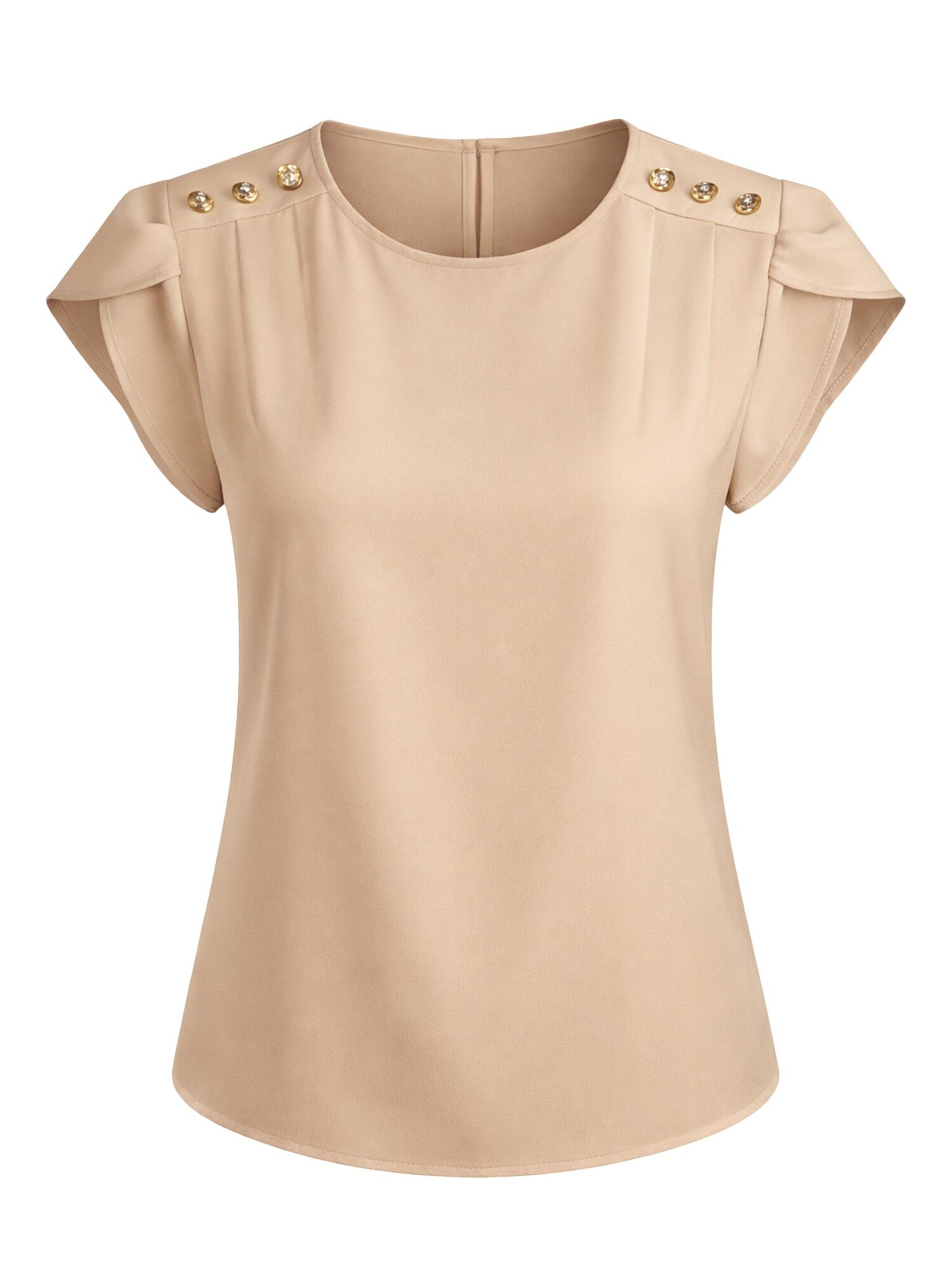 REGINA FASHION Blúzka 'Short Sleeve Blouse with Decorative Shoulder Buttons'  béžová