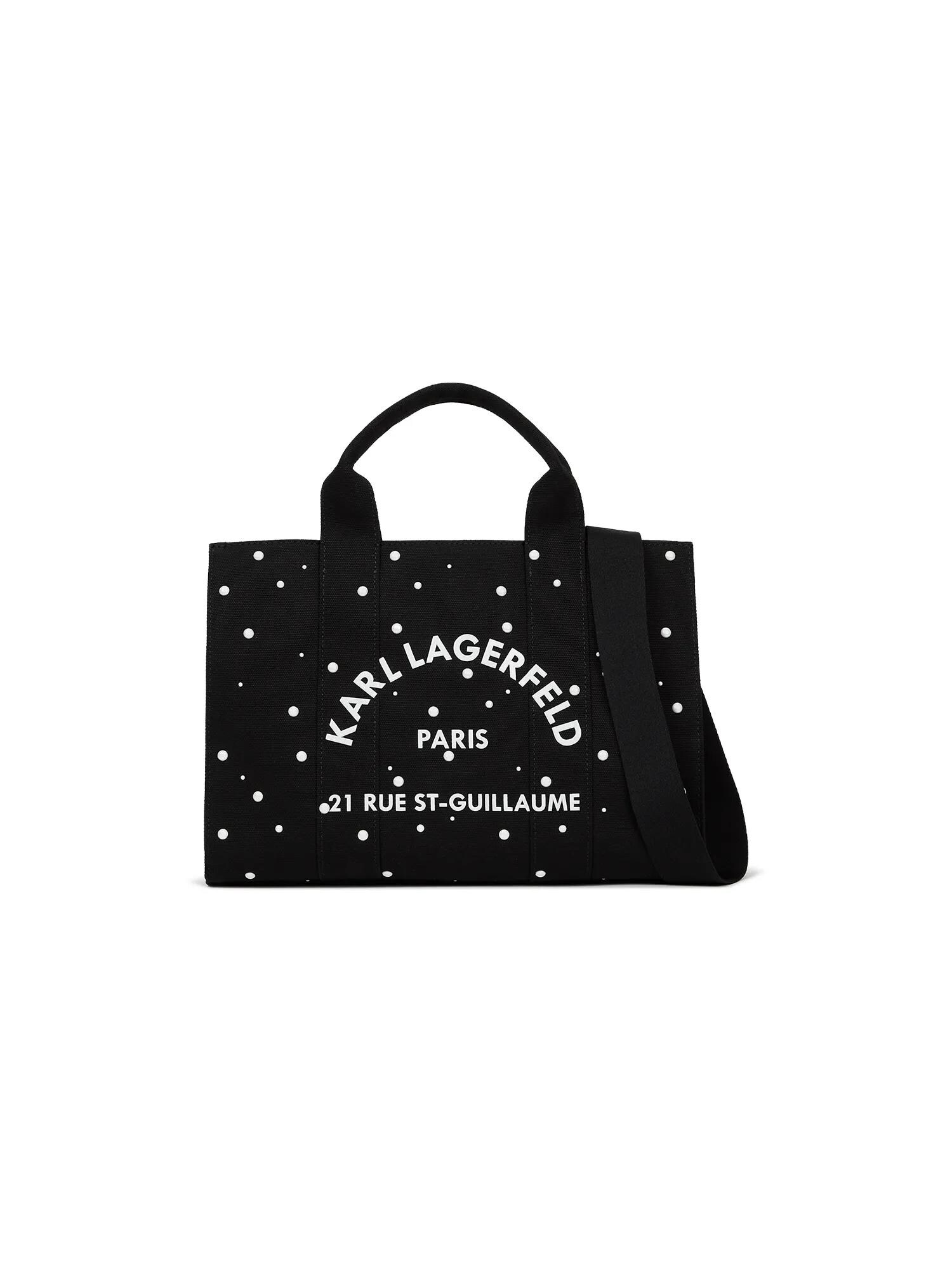 Karl Lagerfeld Nakupovalna torba 'Rue St-Guillaume'  črna / bela