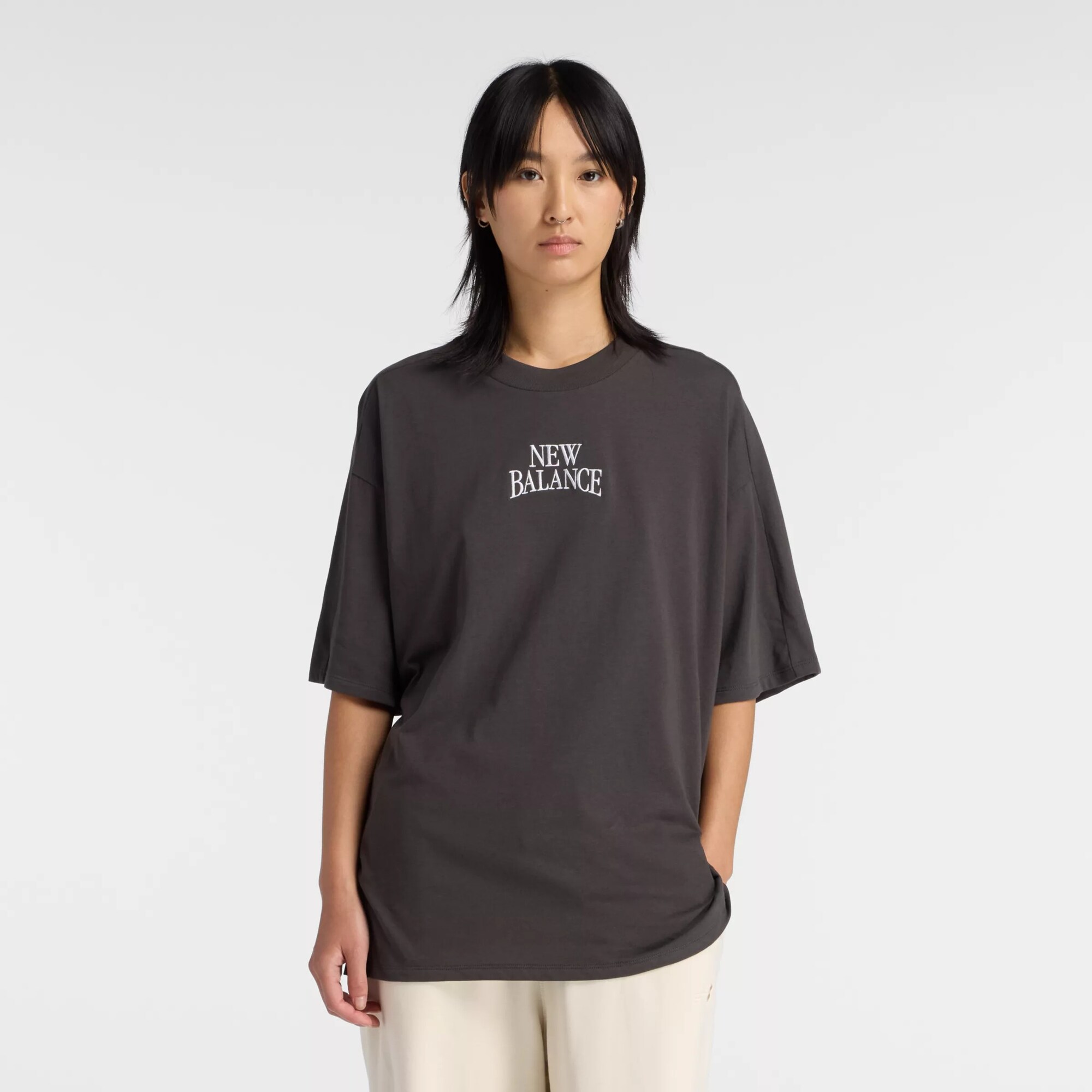 new balance Camiseta talla grande 'Trackside'  negro / blanco