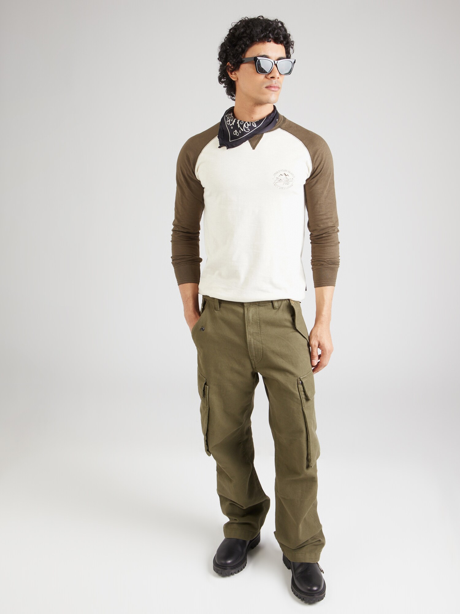 INDICODE JEANS Tričko 'Canton' olivová / biela (obrázok 4)