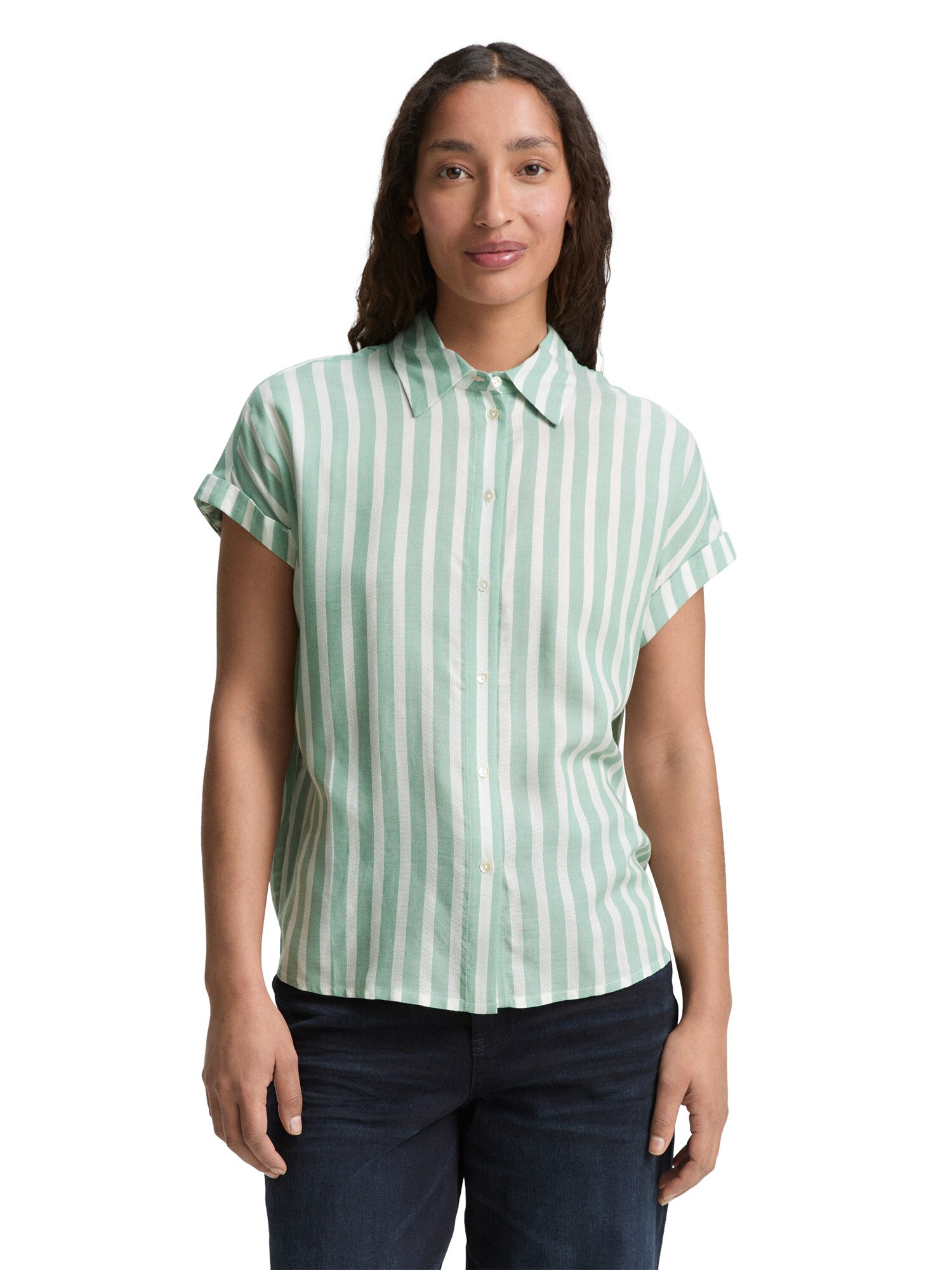 TOM TAILOR Blúz  menta / fehér termék 2. képe
