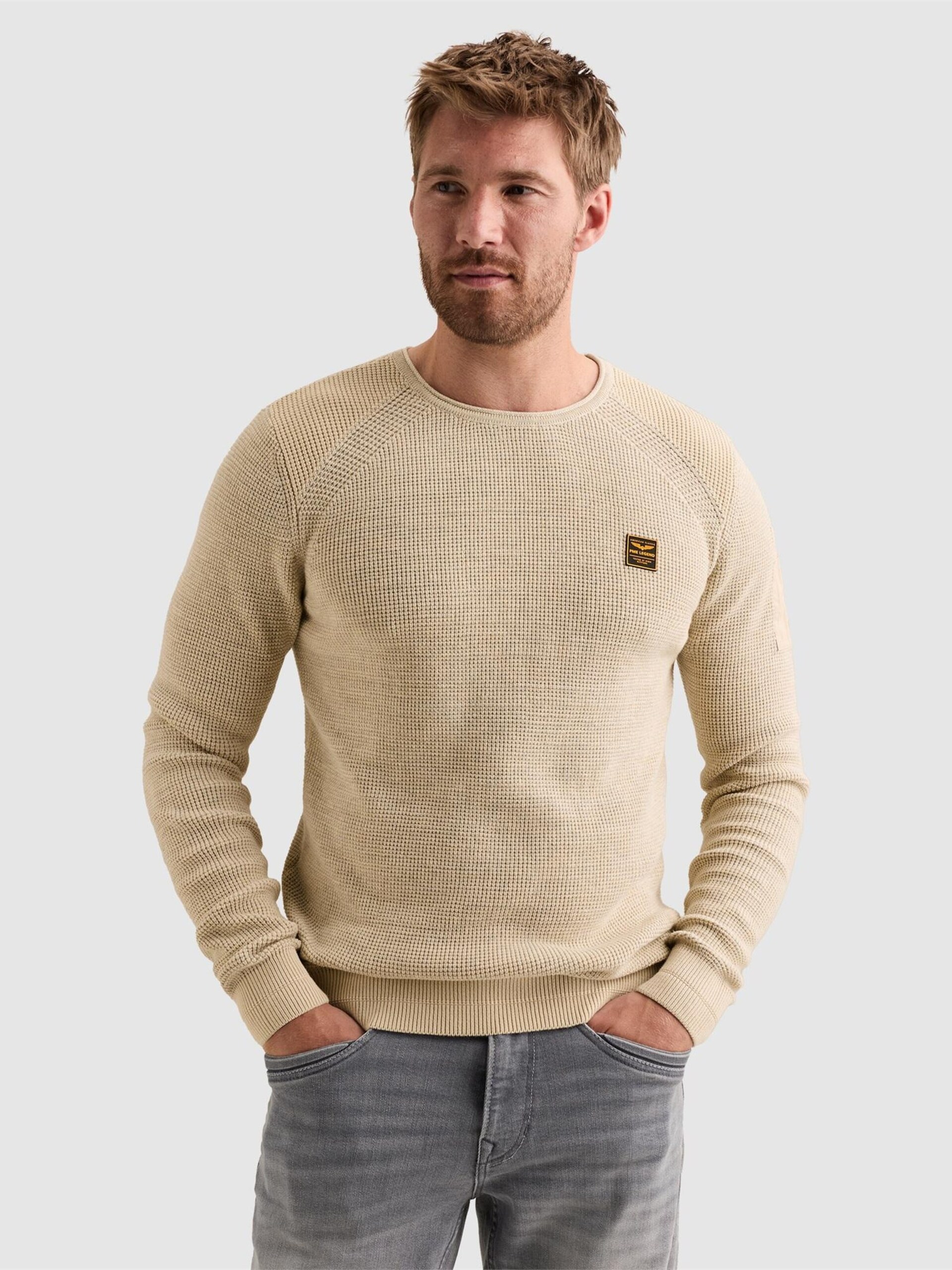PME Legend Tröja 'Pullover in cotton mélange with flight pocket' herr