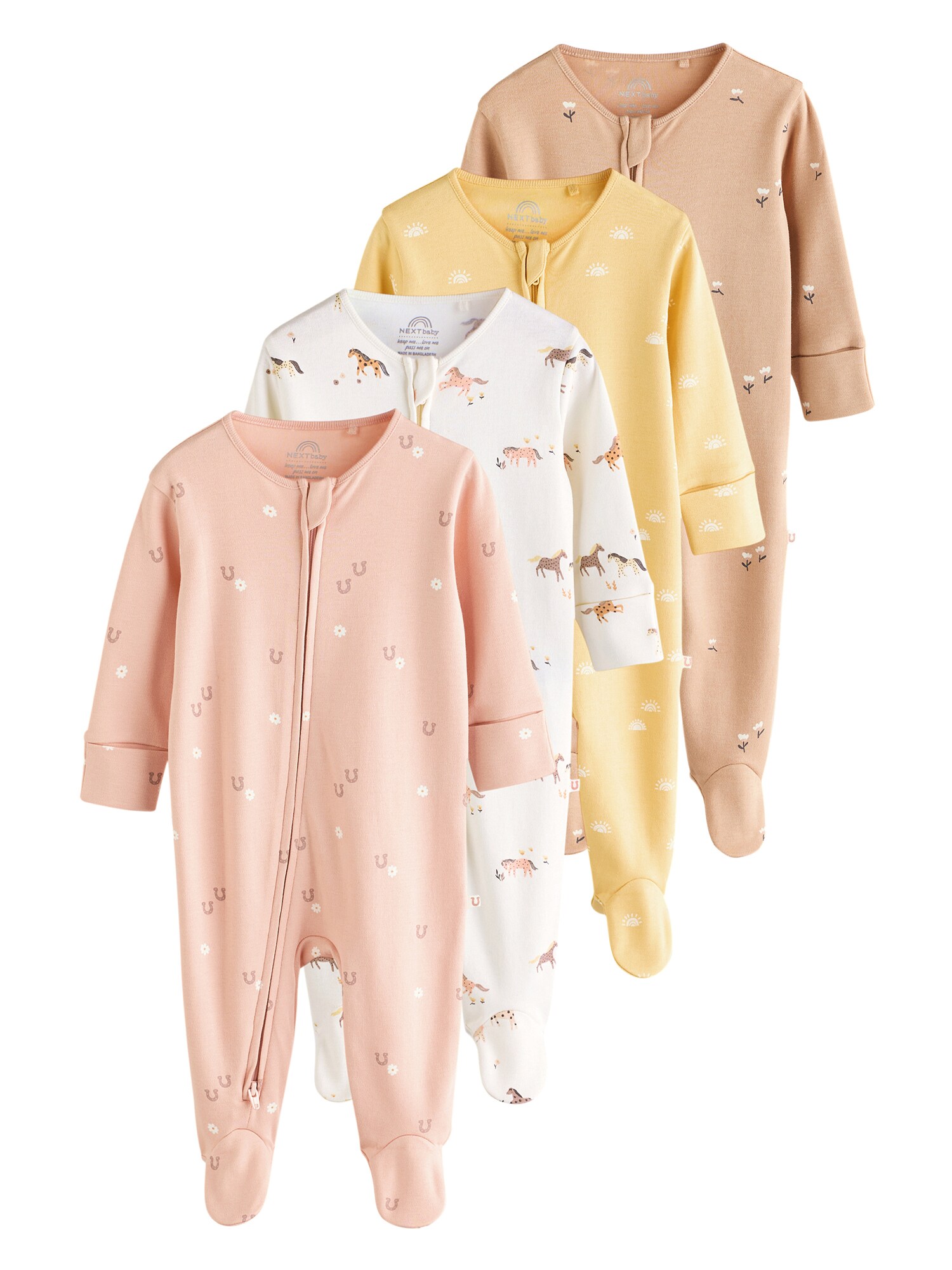 Next Pijamale  galben / roz pastel / alb
