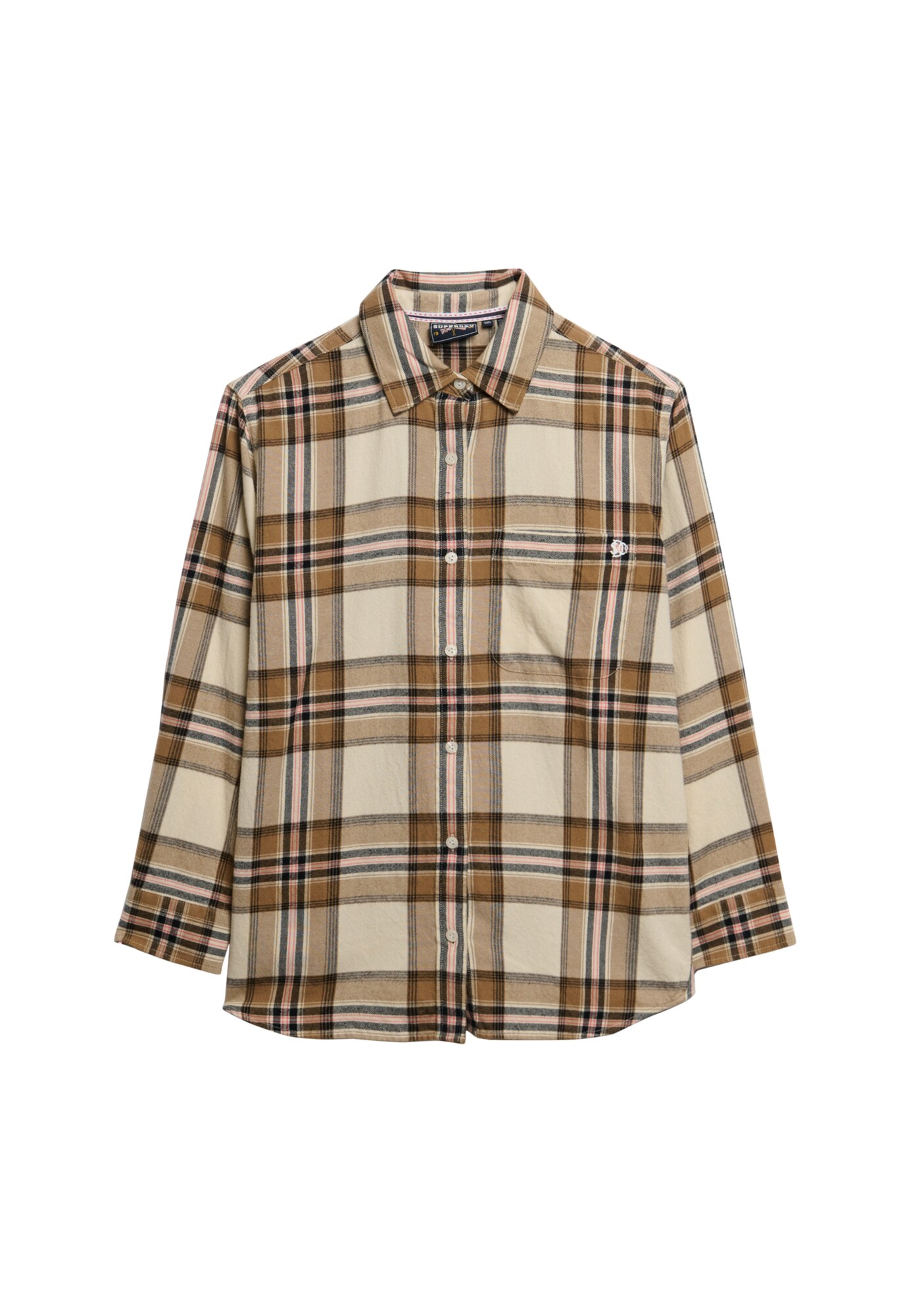 Superdry & Co Blouse Beige / Lichtbruin / Knalrood / Zwart