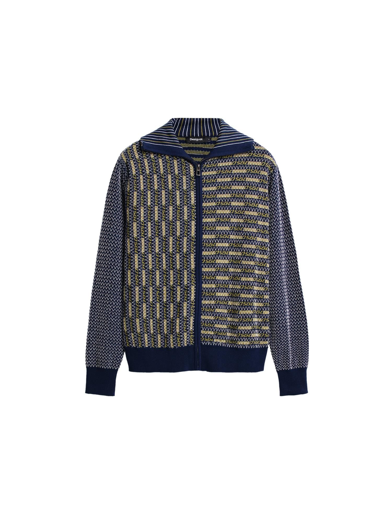 Desigual Geacă tricotată  albastru noapte / oliv / alb