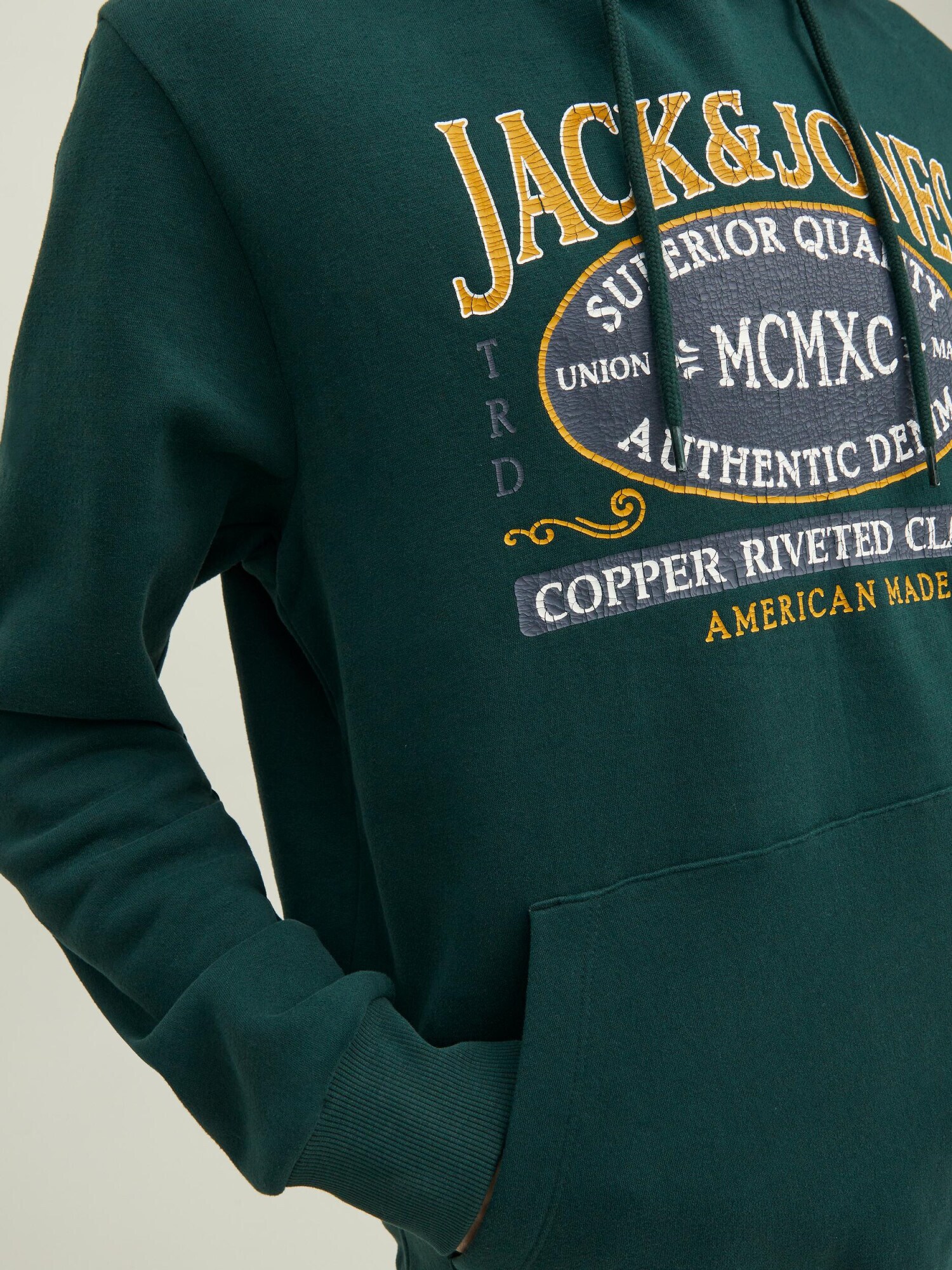 JACK & JONES Mikina 'New Denim' žltá / sivá / tmavozelená / biela (obrázok 4)