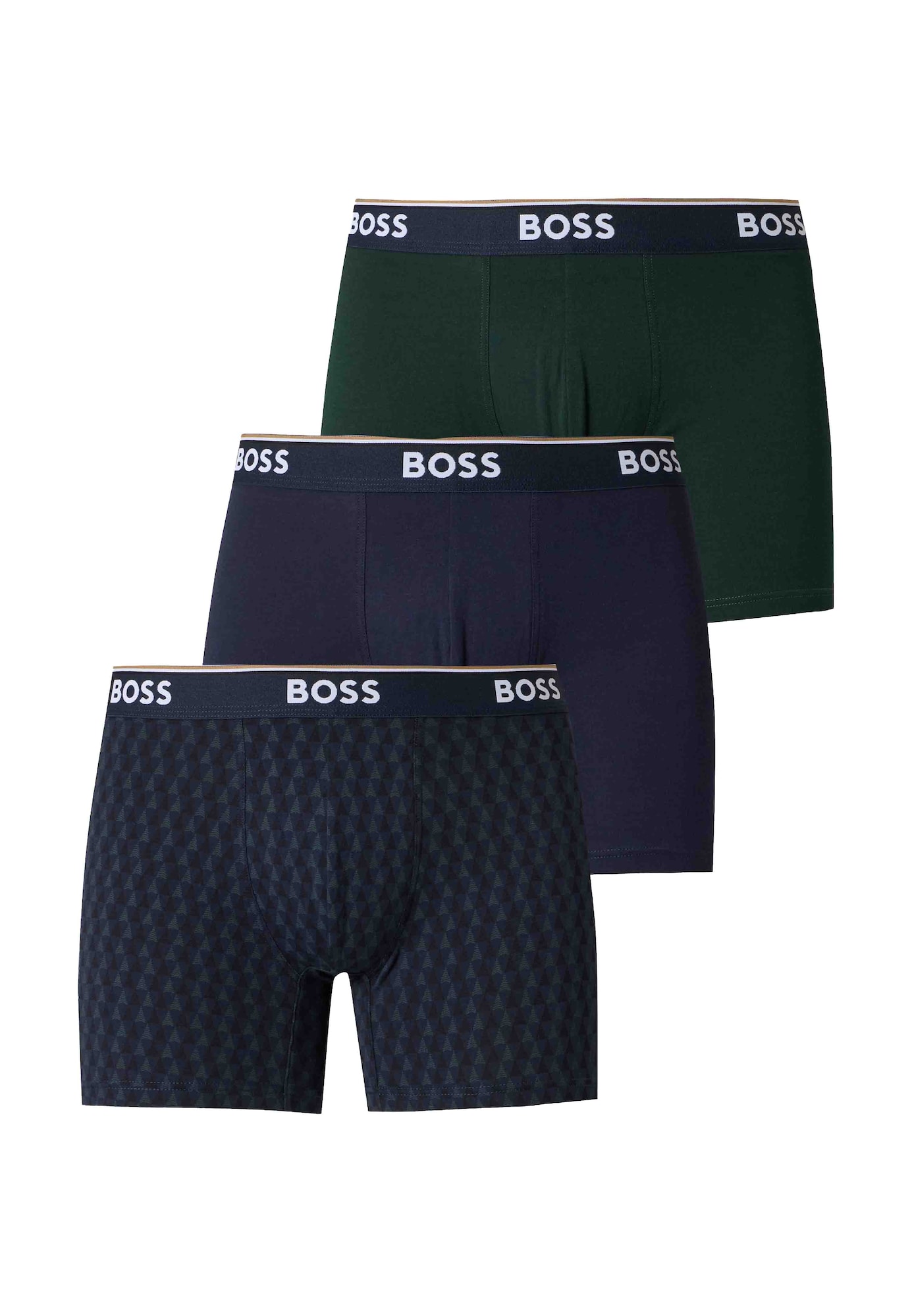 BOSS Boxeri Power Des bleumarin / verde închis / alb