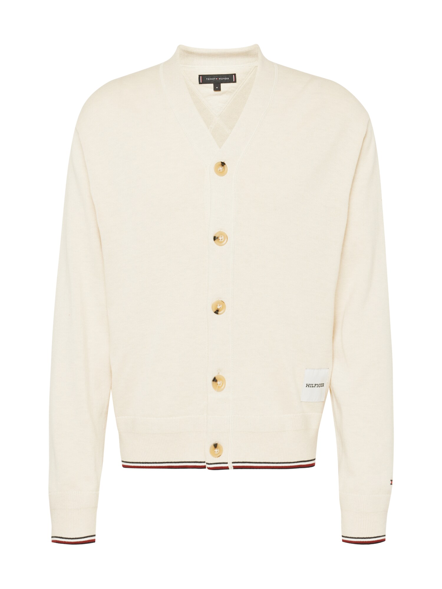 TOMMY HILFIGER Kardigán  piesková / červená / čierna / biela