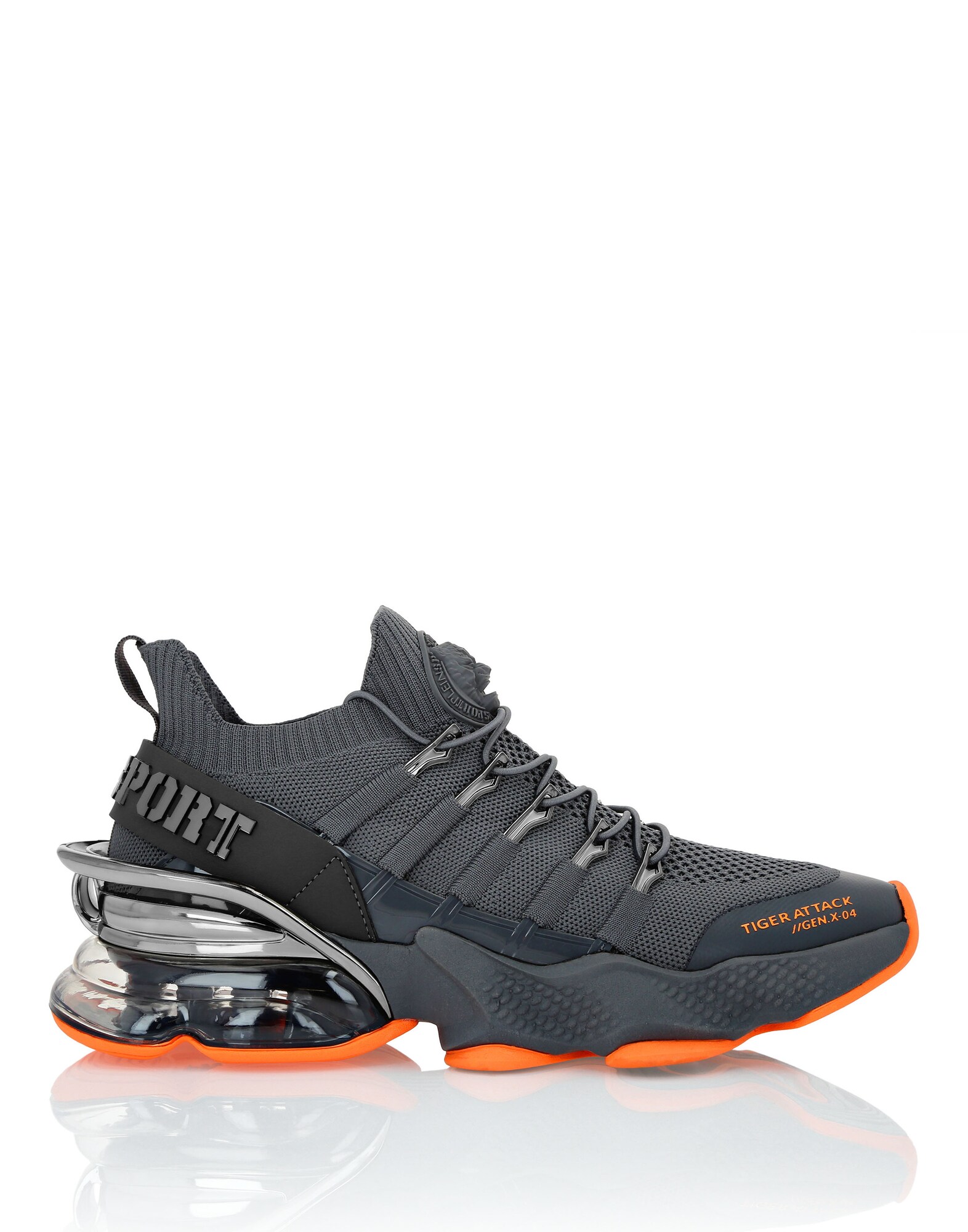 Plein Sport Zapatillas deportivas bajas 'Tiger Attack Gen. X.04' gris oscuro / naranja oscuro